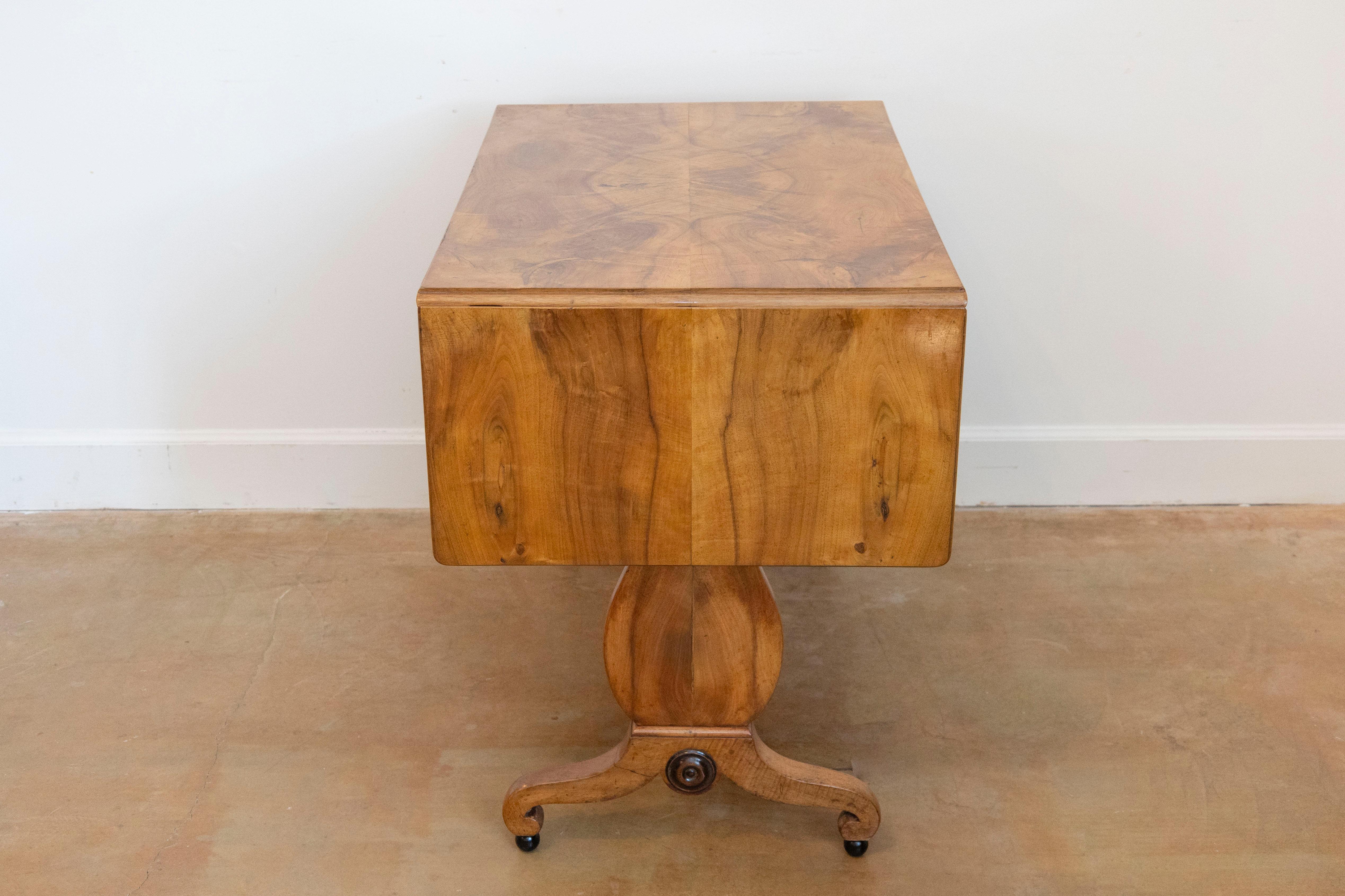 Swedish Empire Revival 1870s Birch Sofa Table with Drop Leaves and Carved Legs For Sale 7