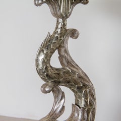 Swedish Empire Silverleafed Dolphin Console Table circa 1820