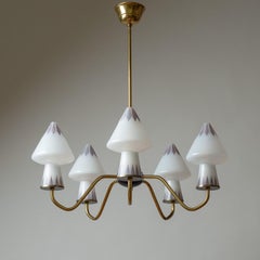 Swedish Enameled Glass Chandelier, 1950s
