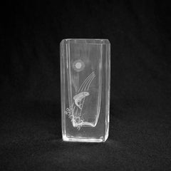 Swedish Etched Leaded Crystal Glass Vase Signed Edenfalk Scruff, A418