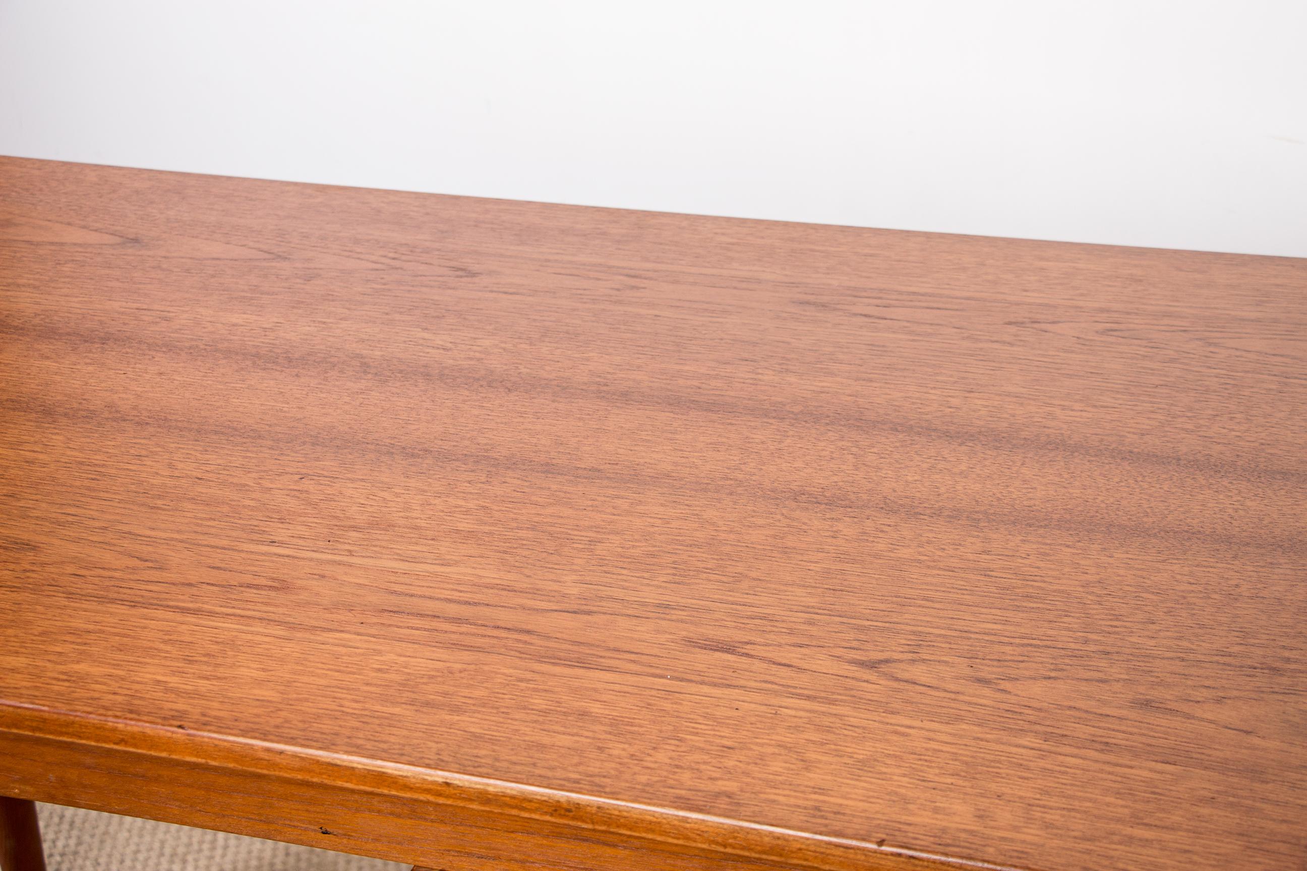 Swedish extendable teak desk, sliding unit and folding extension 1960. For Sale 9