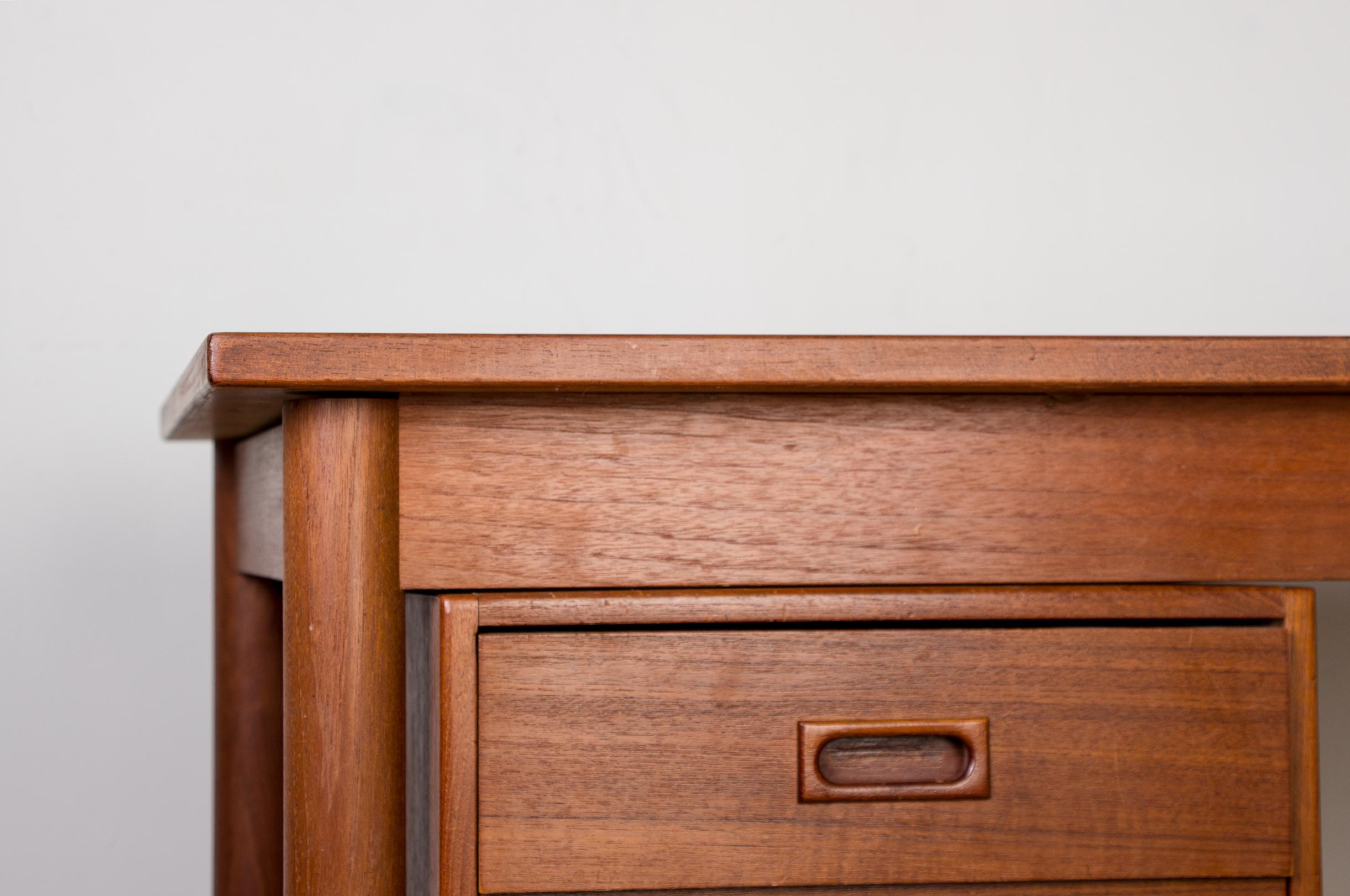 Scandinavian Modern Swedish extendable teak desk, sliding unit and folding extension 1960. For Sale