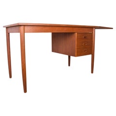 Escritorio sueco extensible de teca, mueble corredero y extensible plegable 1960.