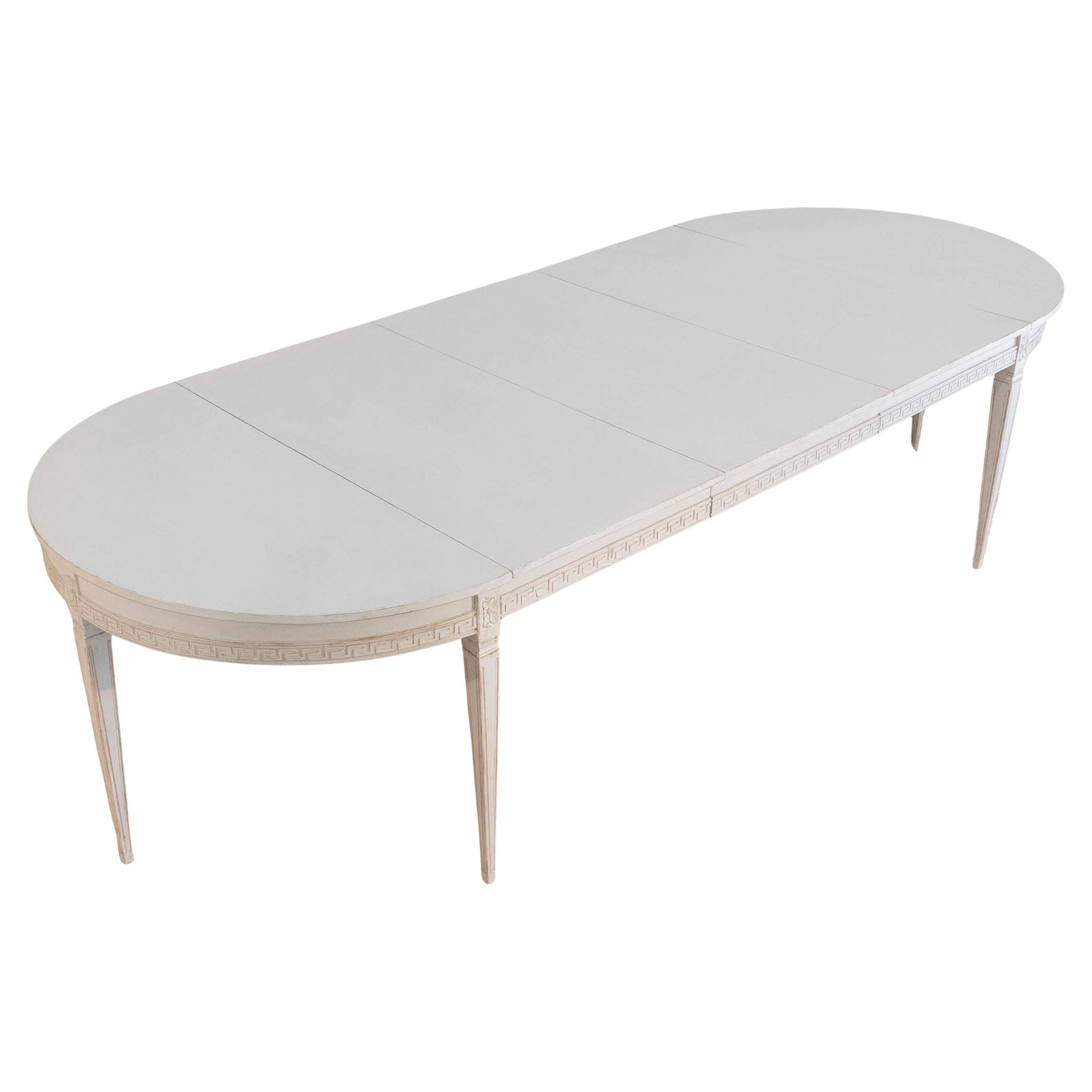 Swedish Extension Dining Table with Carved Apron, circa 1900 For Sale