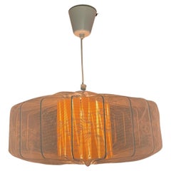 Lampada a sospensione svedese in tessuto con struttura in metallo, anni '40