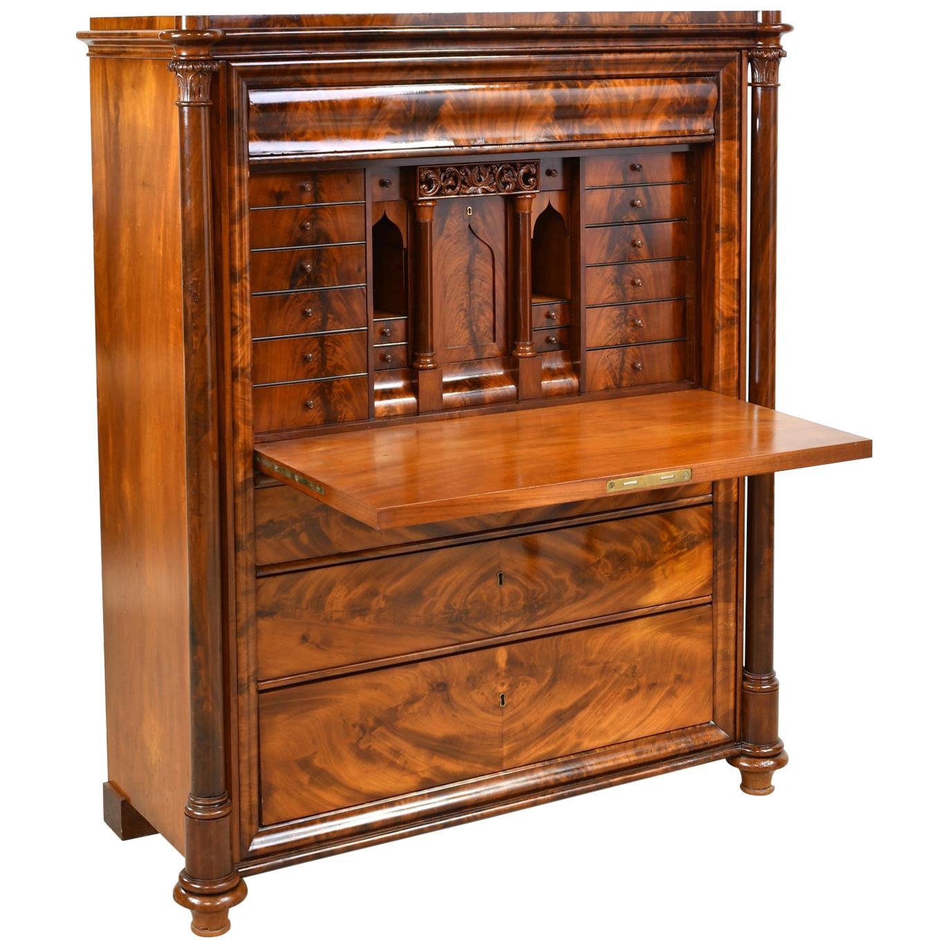 Swedish Fall-Front Secretary in West Indies Mahogany, circa 1850