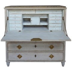 Swedish Fall-Front Writing Desk with Original Gotland Marble Top