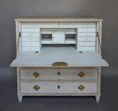 Swedish Fall-Front Writing Desk with Original Gotland Marble Top