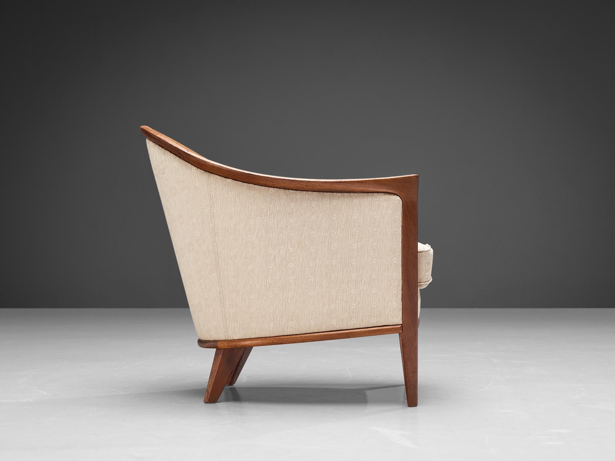 Swedish 'Farmor' Armchair in Teak and Off-White Upholstery 2