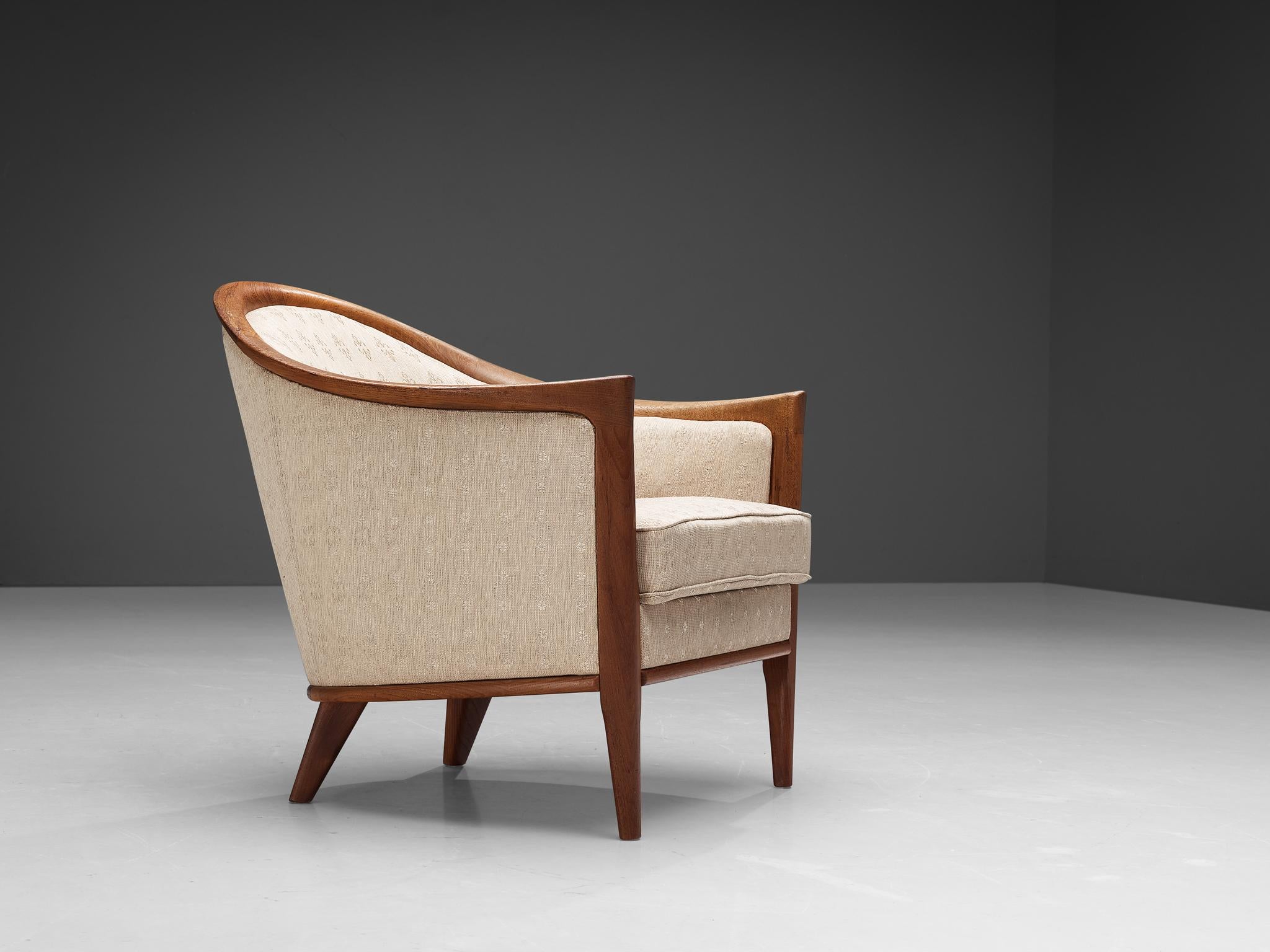 Swedish 'Farmor' Armchair in Teak and Off-White Upholstery 4