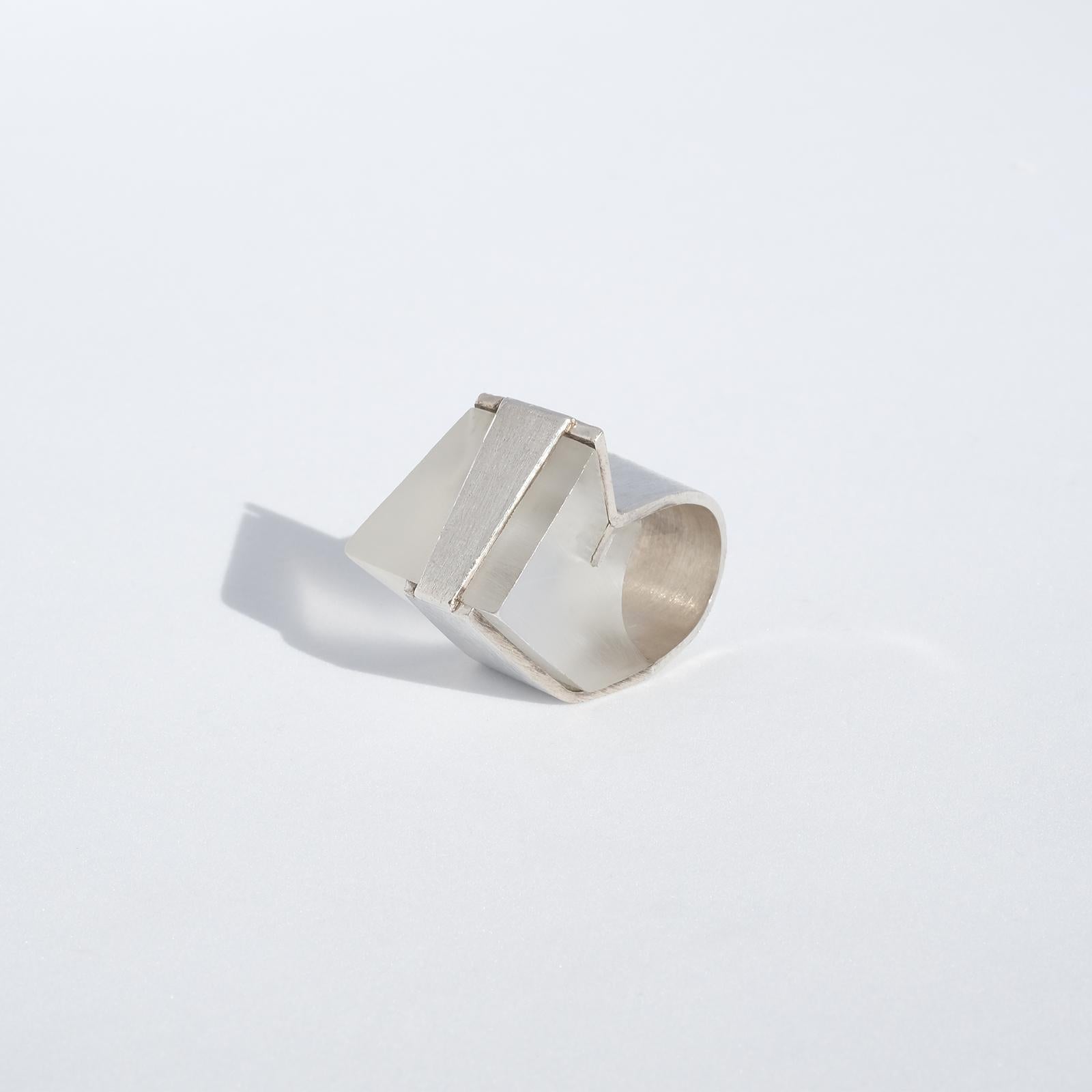 Women's Swedish Fashion Ring Made 1972, Futuristic Design For Sale