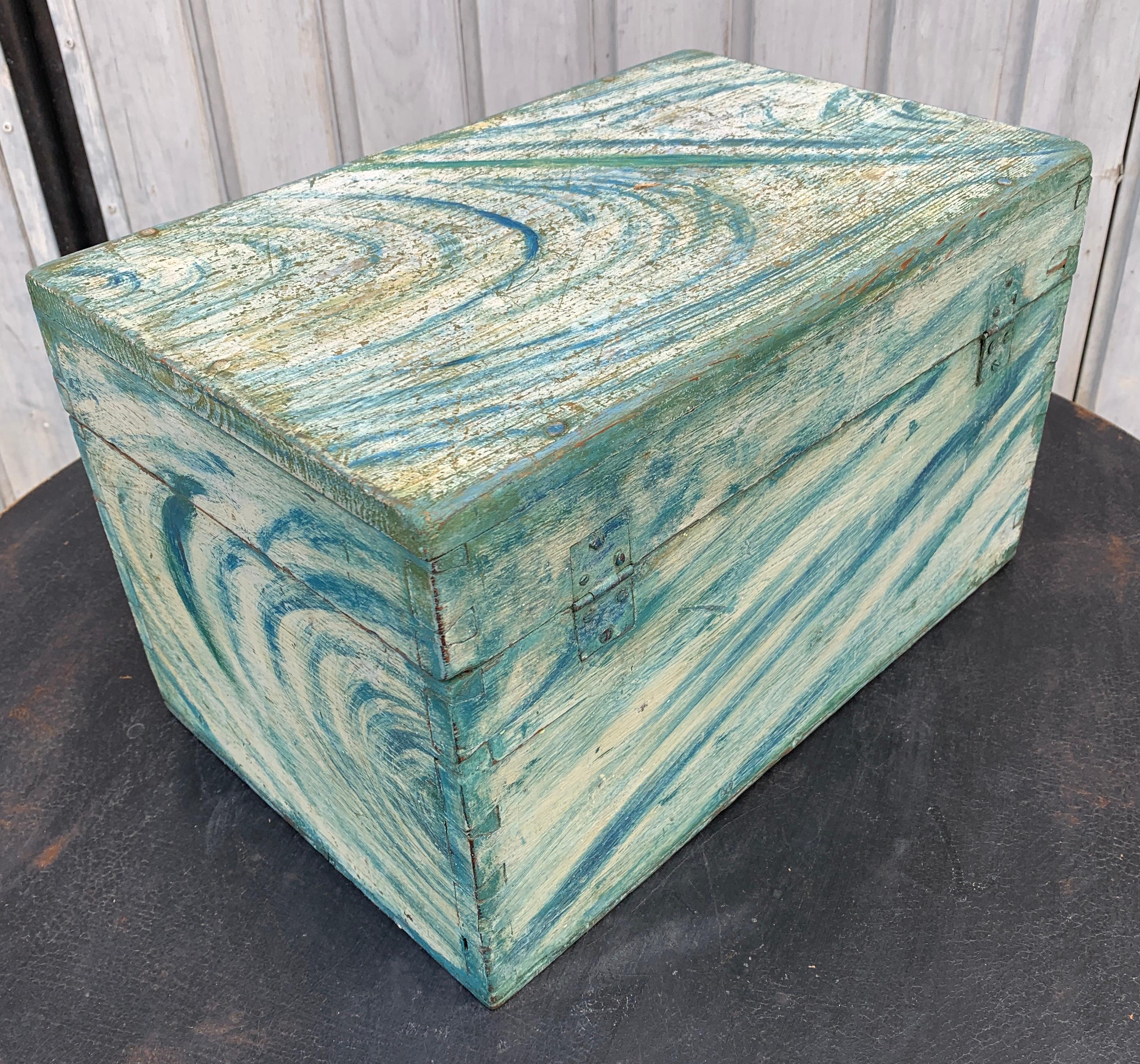 Swedish Faux Marble Hand-Painted Wooden Folk Art Box 6