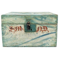 Swedish Faux Marble Hand-Painted Wooden Folk Art Box