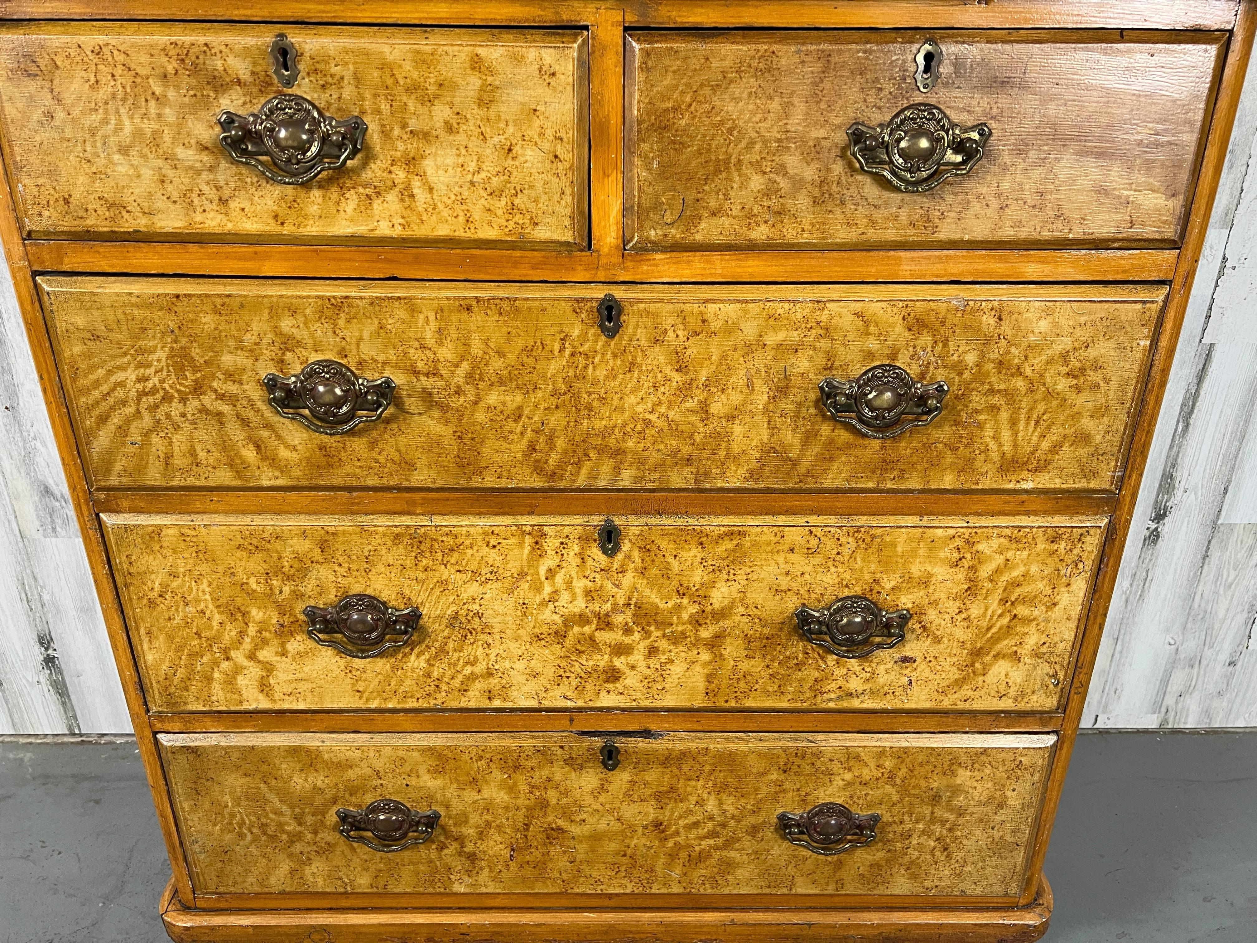 Swedish Faux Painted Grain Chest of Drawers For Sale 5