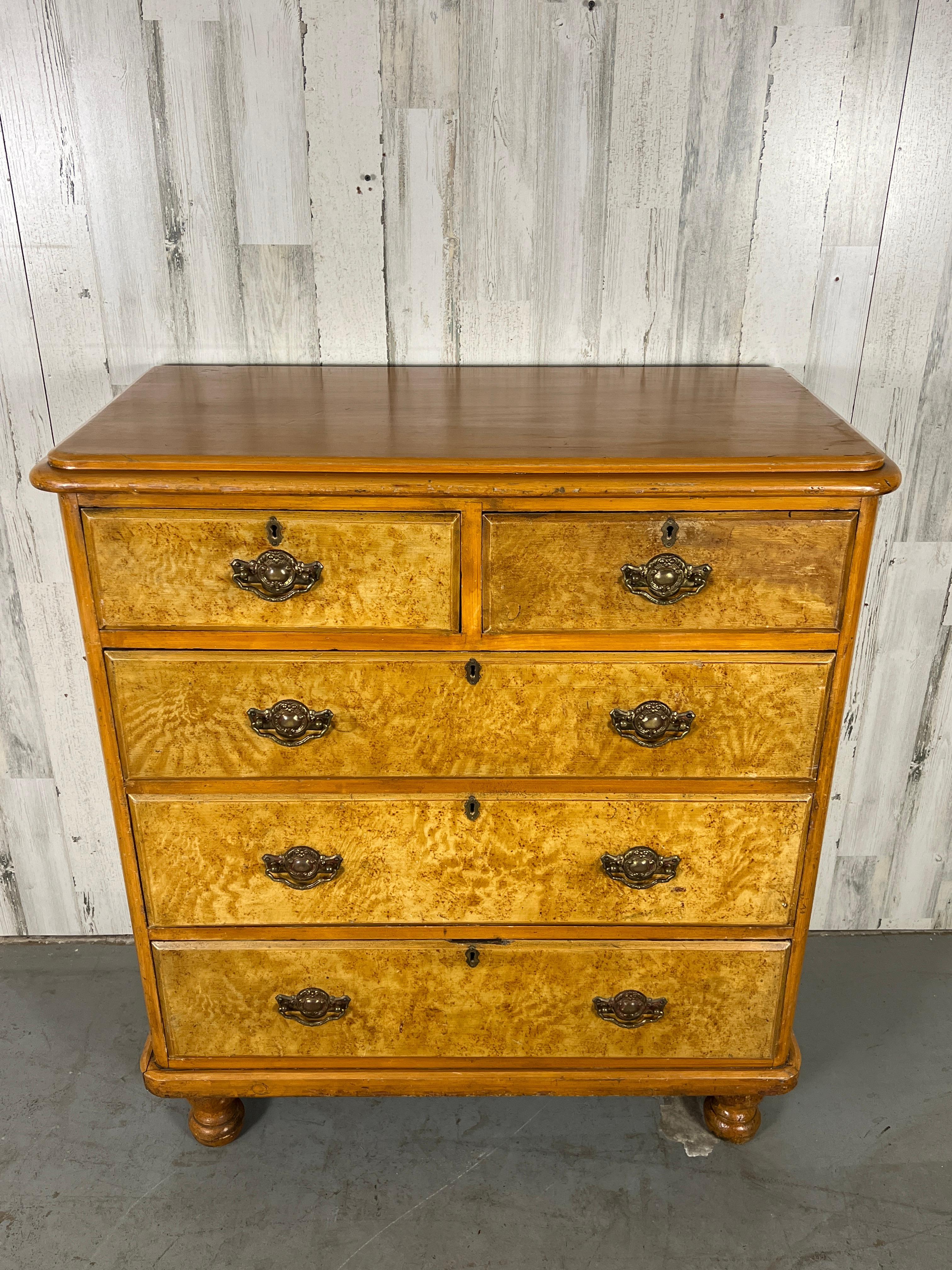 Metal Swedish Faux Painted Grain Chest of Drawers For Sale