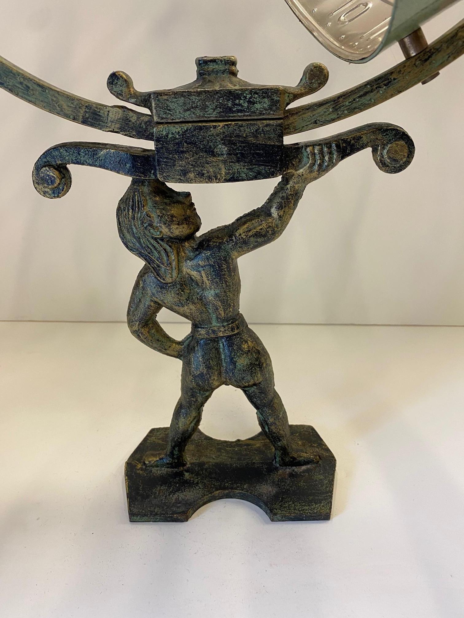 Mid-20th Century Swedish Figural Mixed Metal Armillary Sculpture