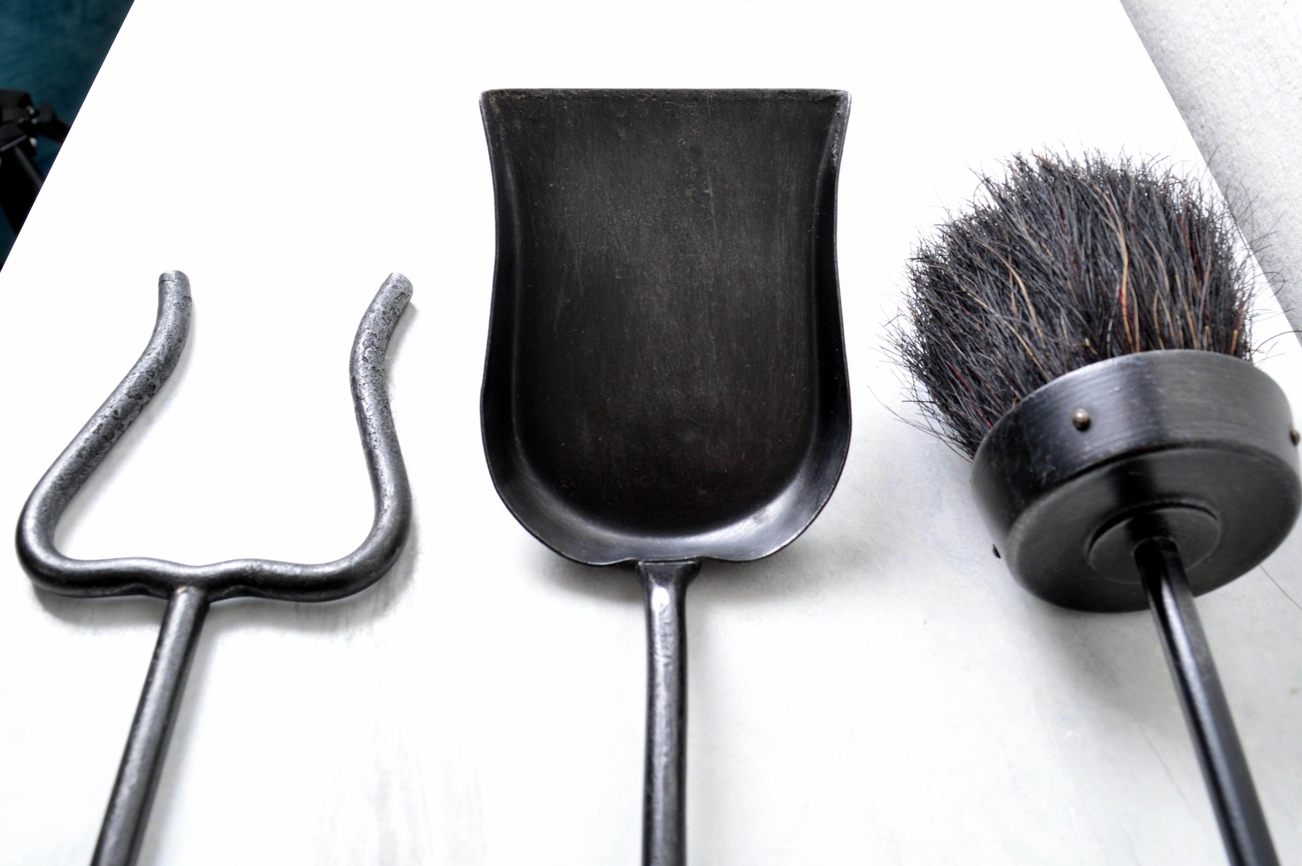 Swedish Fireplace Tools by Gunnar Ander for Ystad Metall, 1960s For Sale 2