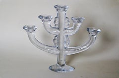 Swedish Five-Armed Ice Glass Candle Holder by Pukeberg, 1970s Design