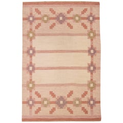 Mid-20th Century Swedish Pink, Purple Flat-Weave Carpet