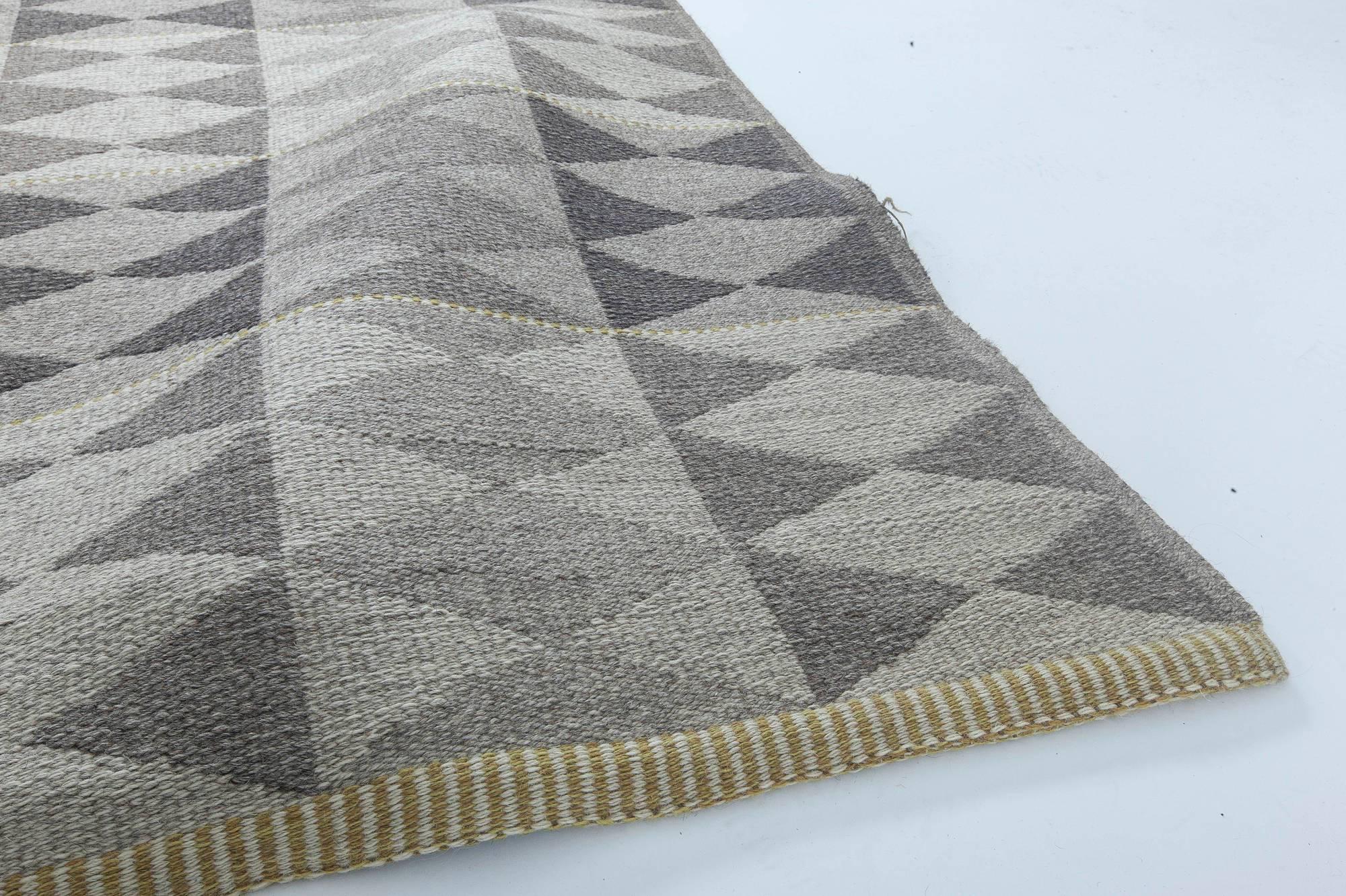 Mid-Century Modern Swedish Flat-Weave Double Sided Rug
