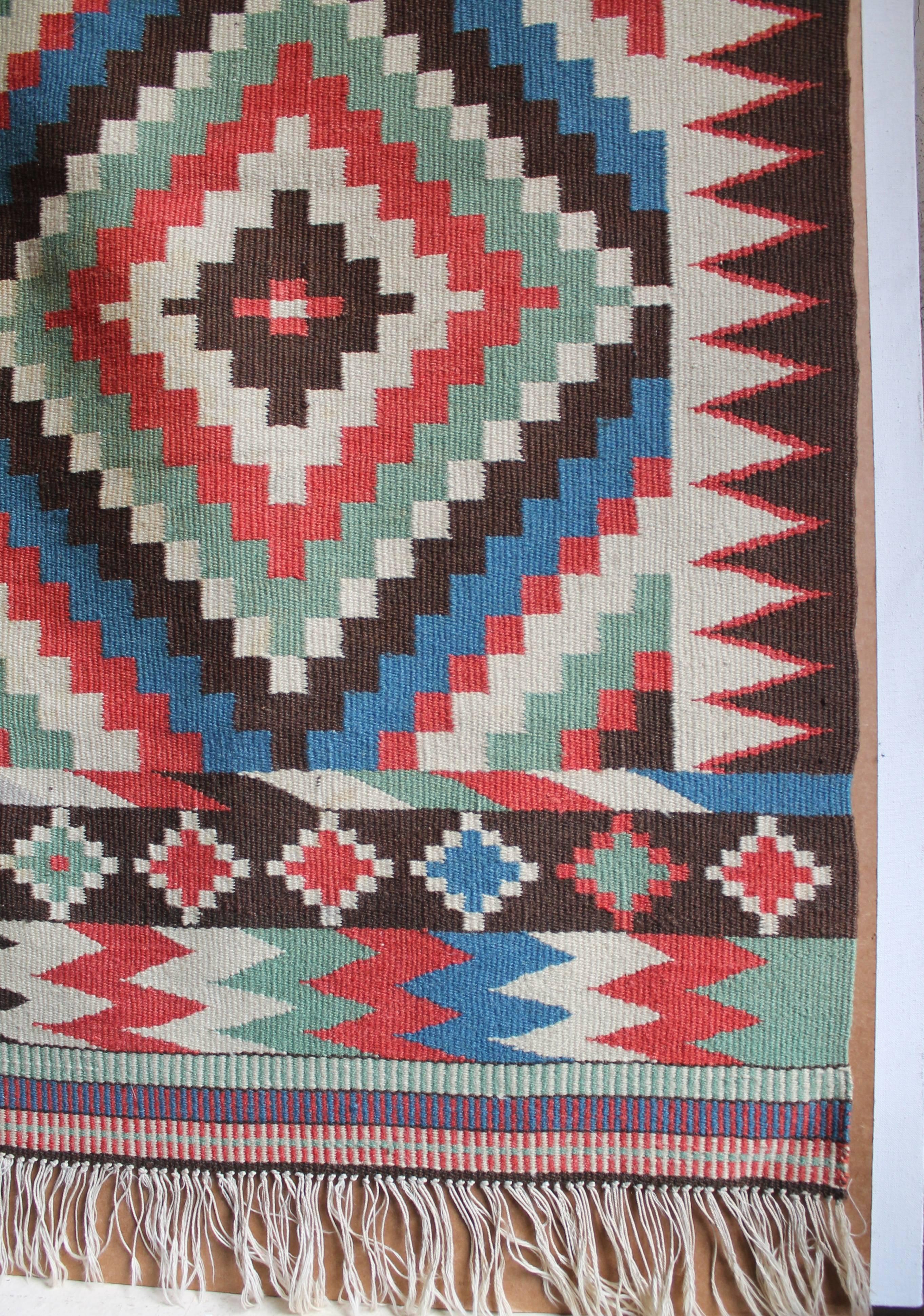 Scandinavian Modern Swedish Flat-Weave Handwoven Carpet