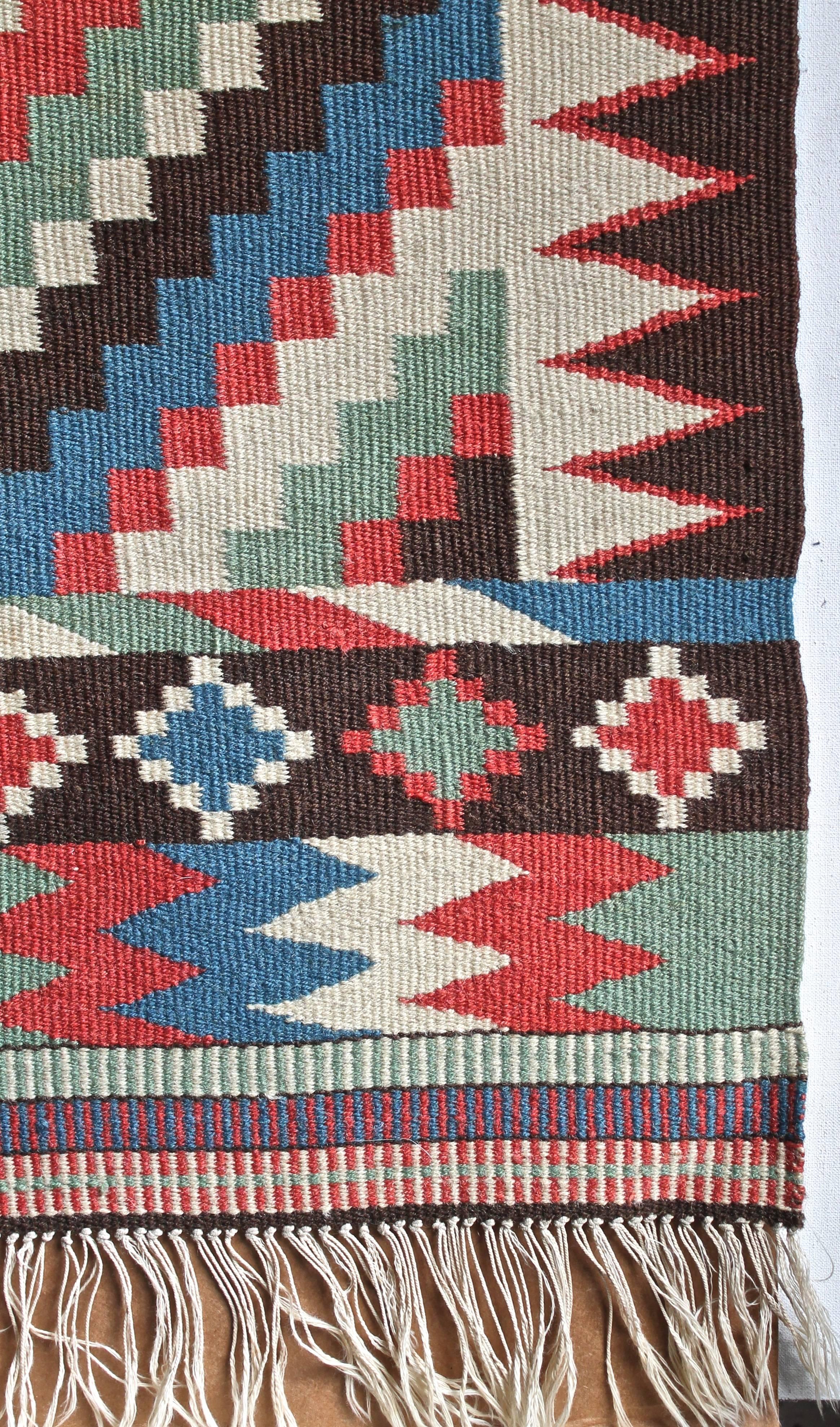 Hand-Woven Swedish Flat-Weave Handwoven Carpet