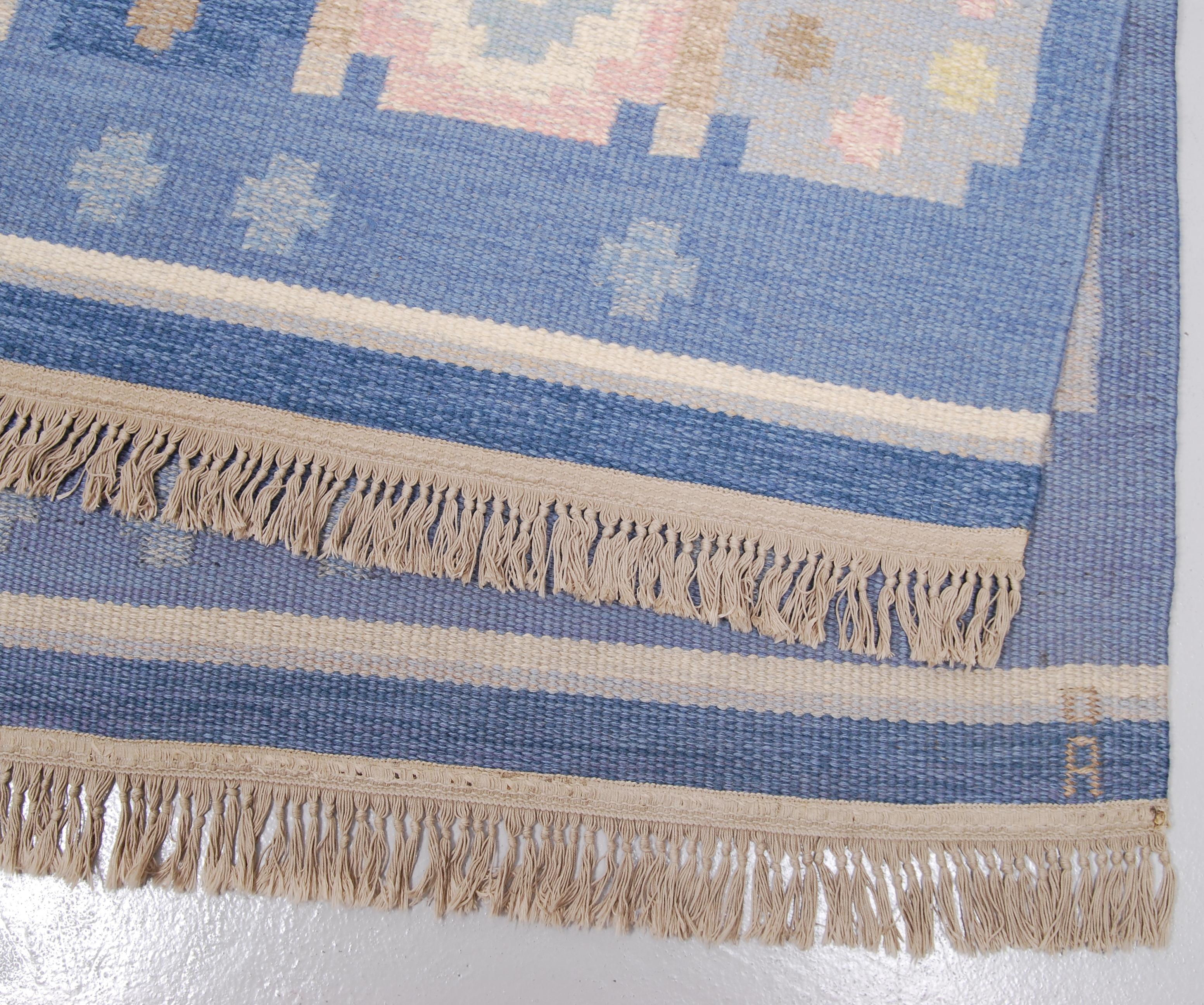 Scandinavian Modern  Swedish Flat-Weave Kilim Rölakan Carpet by Anna Johanna Ångström