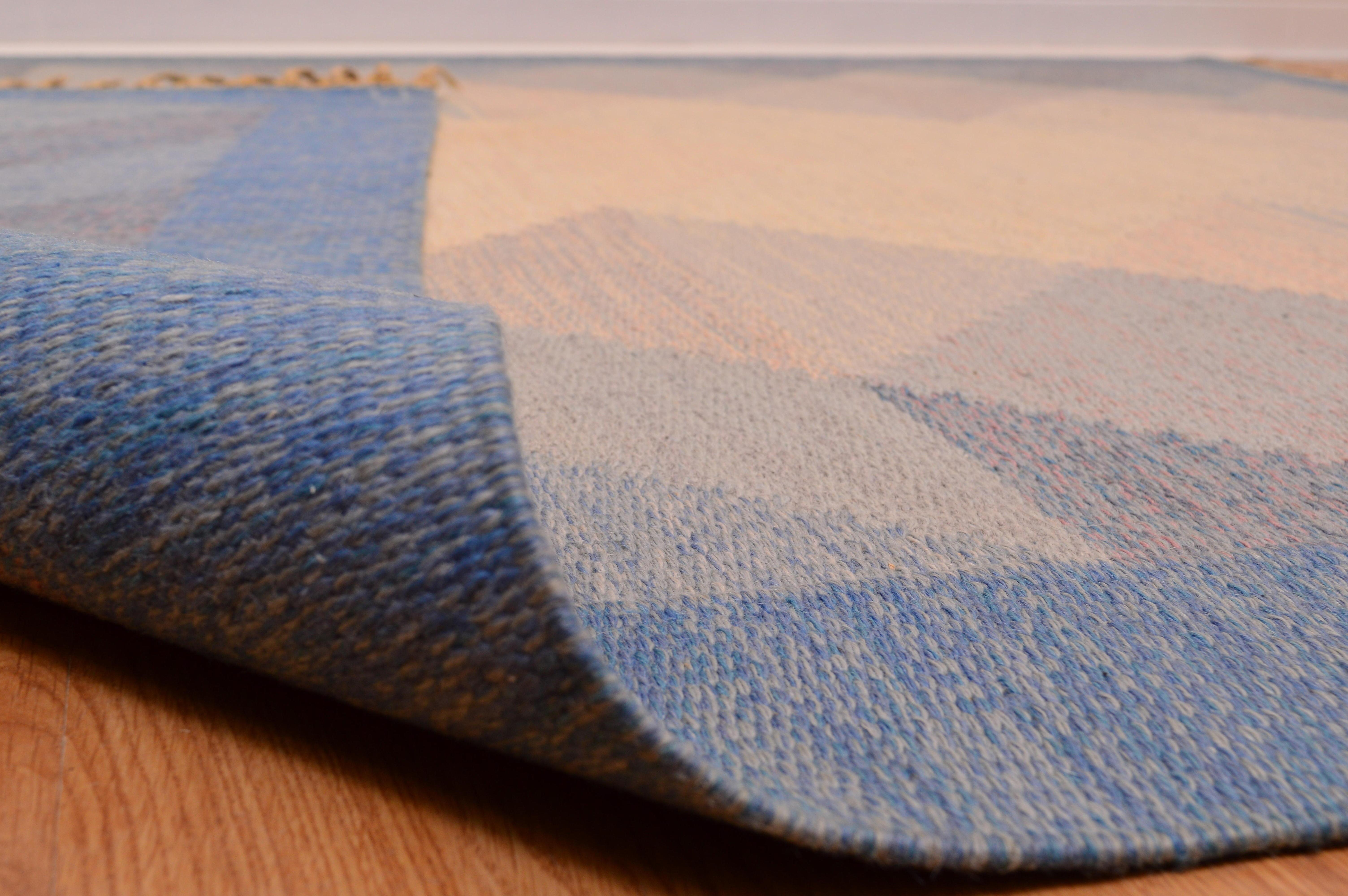 Swedish Flat-Weave Rölakan Carpet Aniara by Anna Johanna Ångström, 1960s In Good Condition For Sale In Stockholm, SE