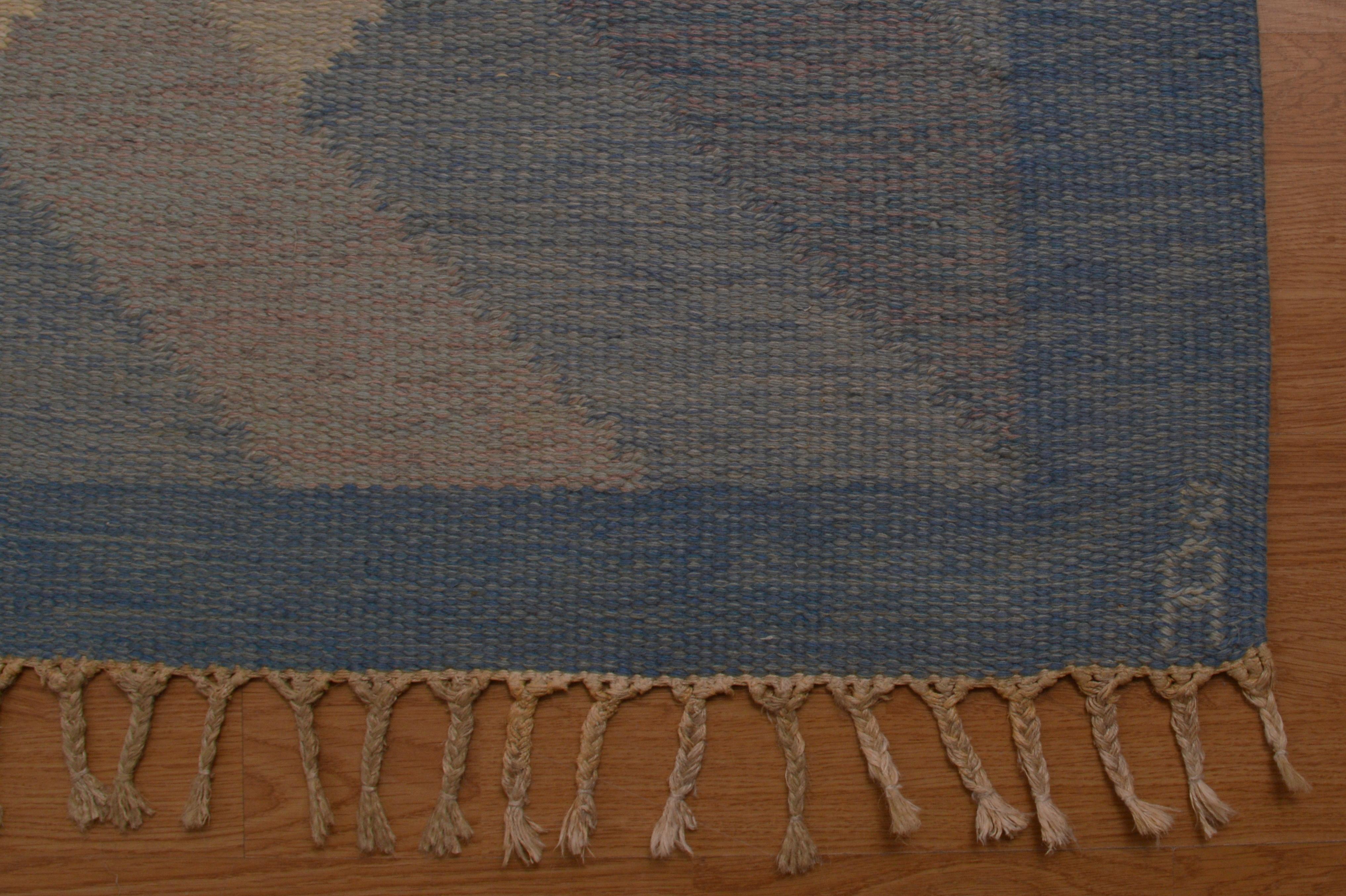 Wool Swedish Flat-Weave Rölakan Carpet Aniara by Anna Johanna Ångström, 1960s For Sale