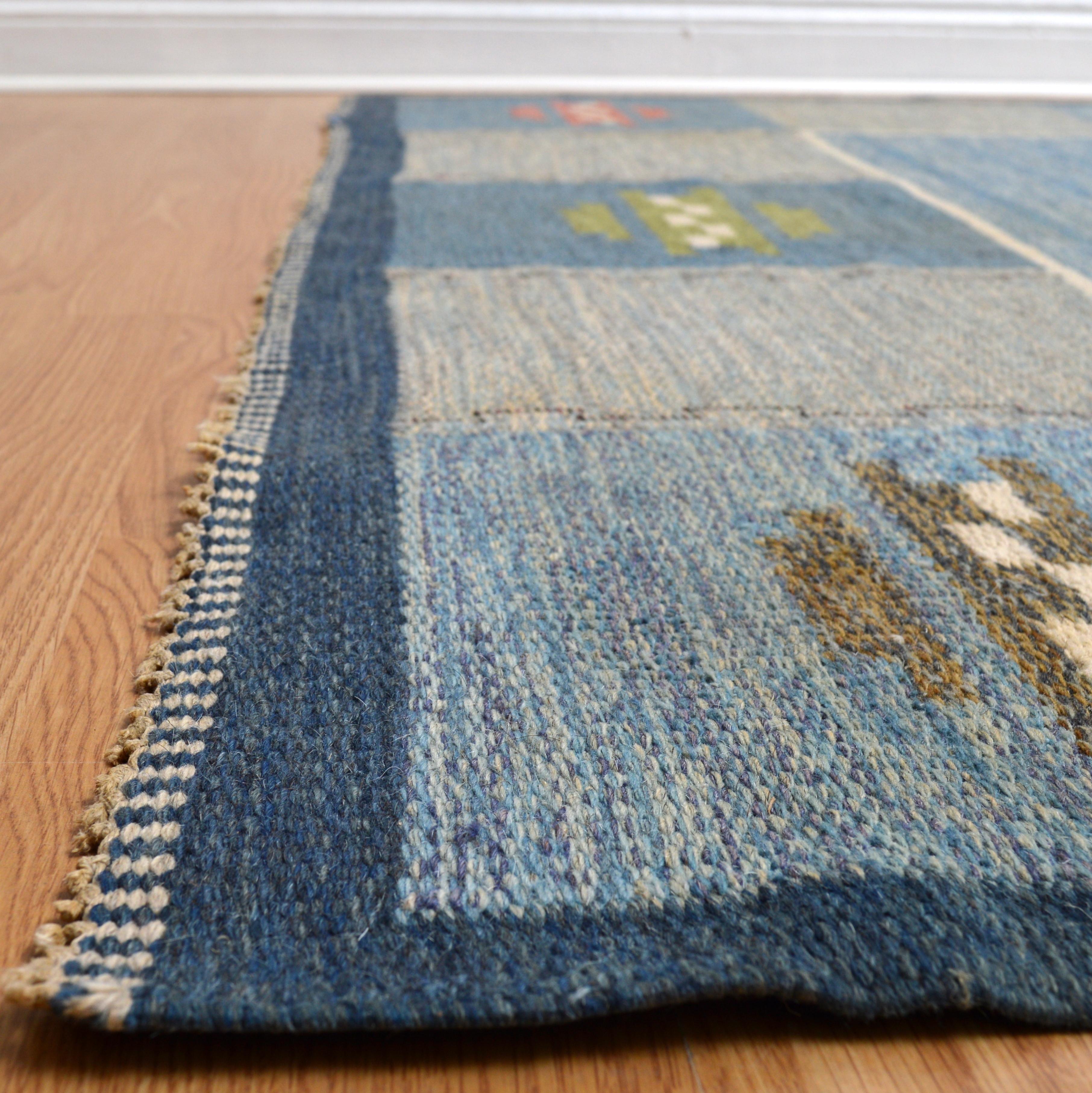 Scandinavian Modern Swedish Flat-Weave Rölakan Carpet Attributed to Rakel Carlander For Sale