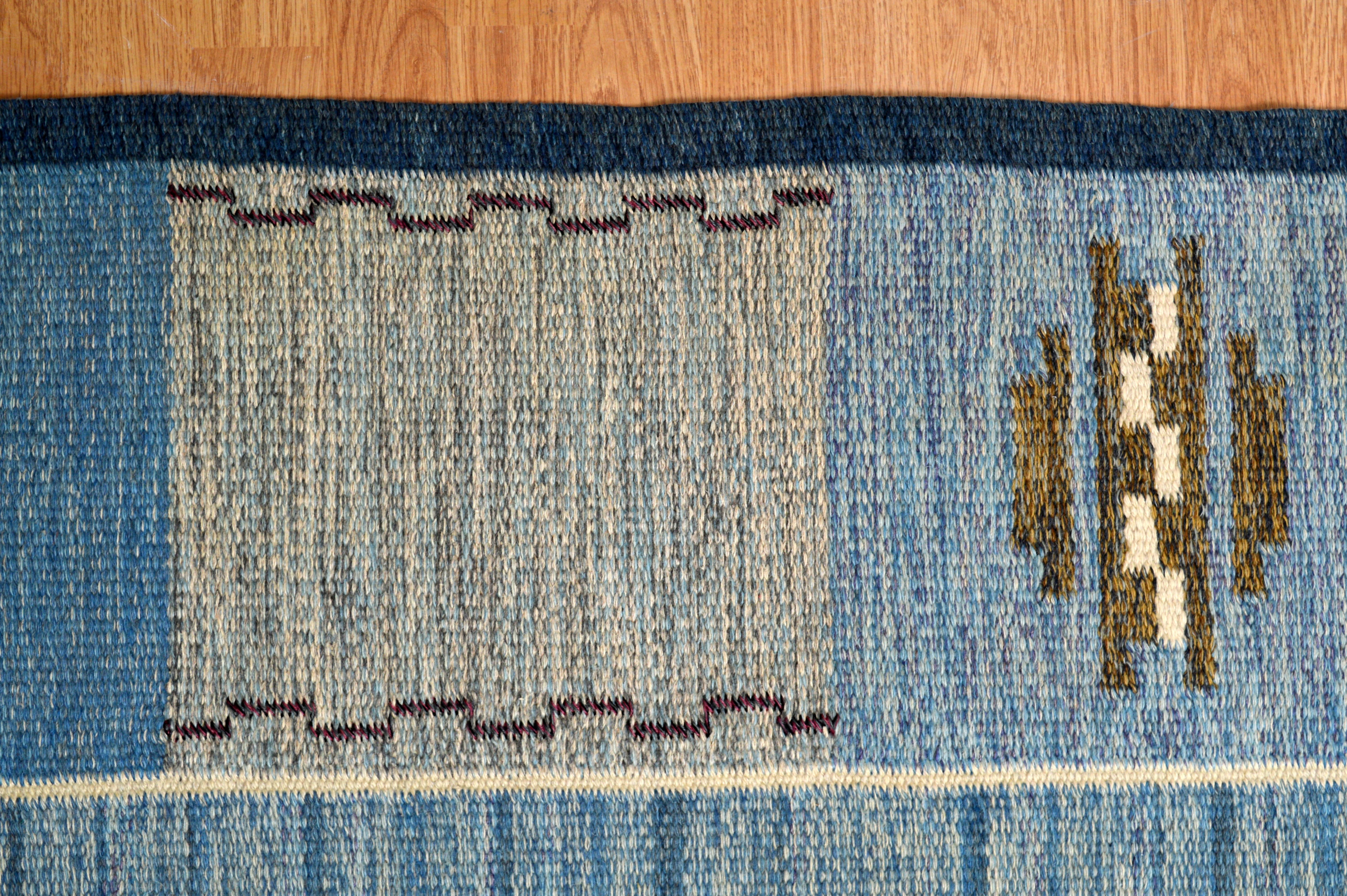 Wool Swedish Flat-Weave Rölakan Carpet Attributed to Rakel Carlander For Sale