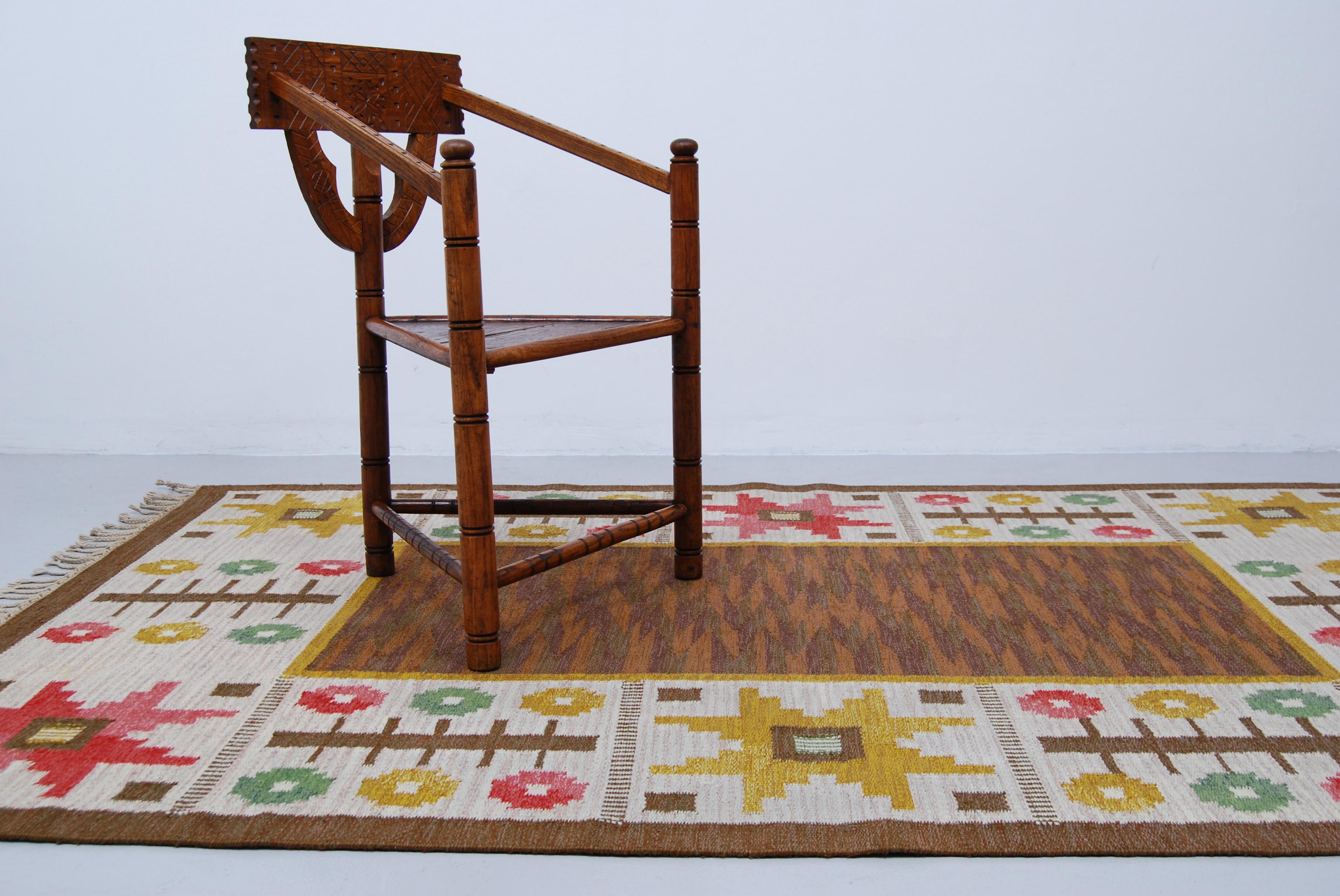 Scandinavian Modern Swedish Flat-Weave Rölakan Carpet by Astrid Sampe, 1960s