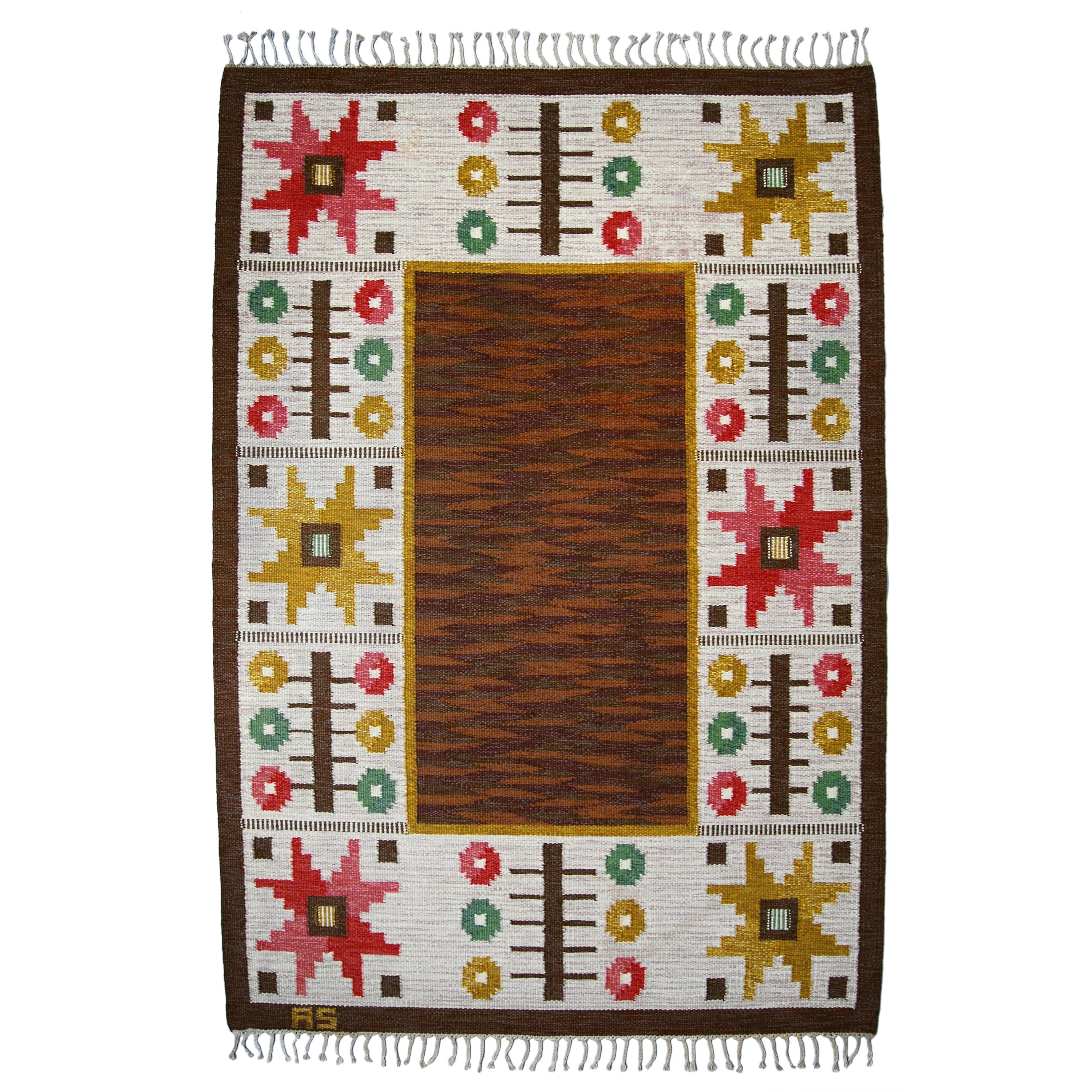Swedish Flat-Weave Rölakan Carpet by Astrid Sampe, 1960s