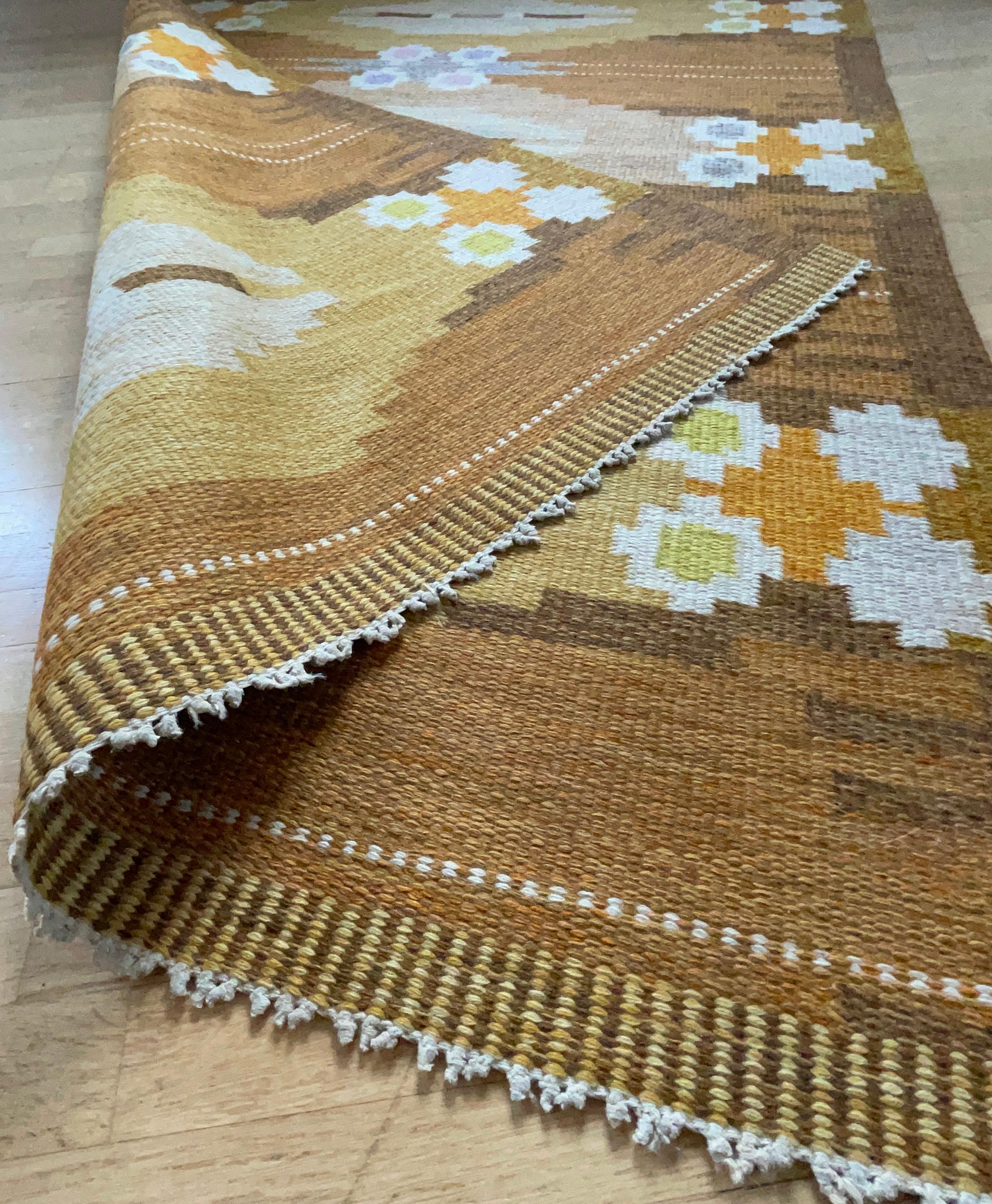 Scandinavian Modern Swedish Flat-Weave Rölakan Kelim Rug by Ingegerd Silow