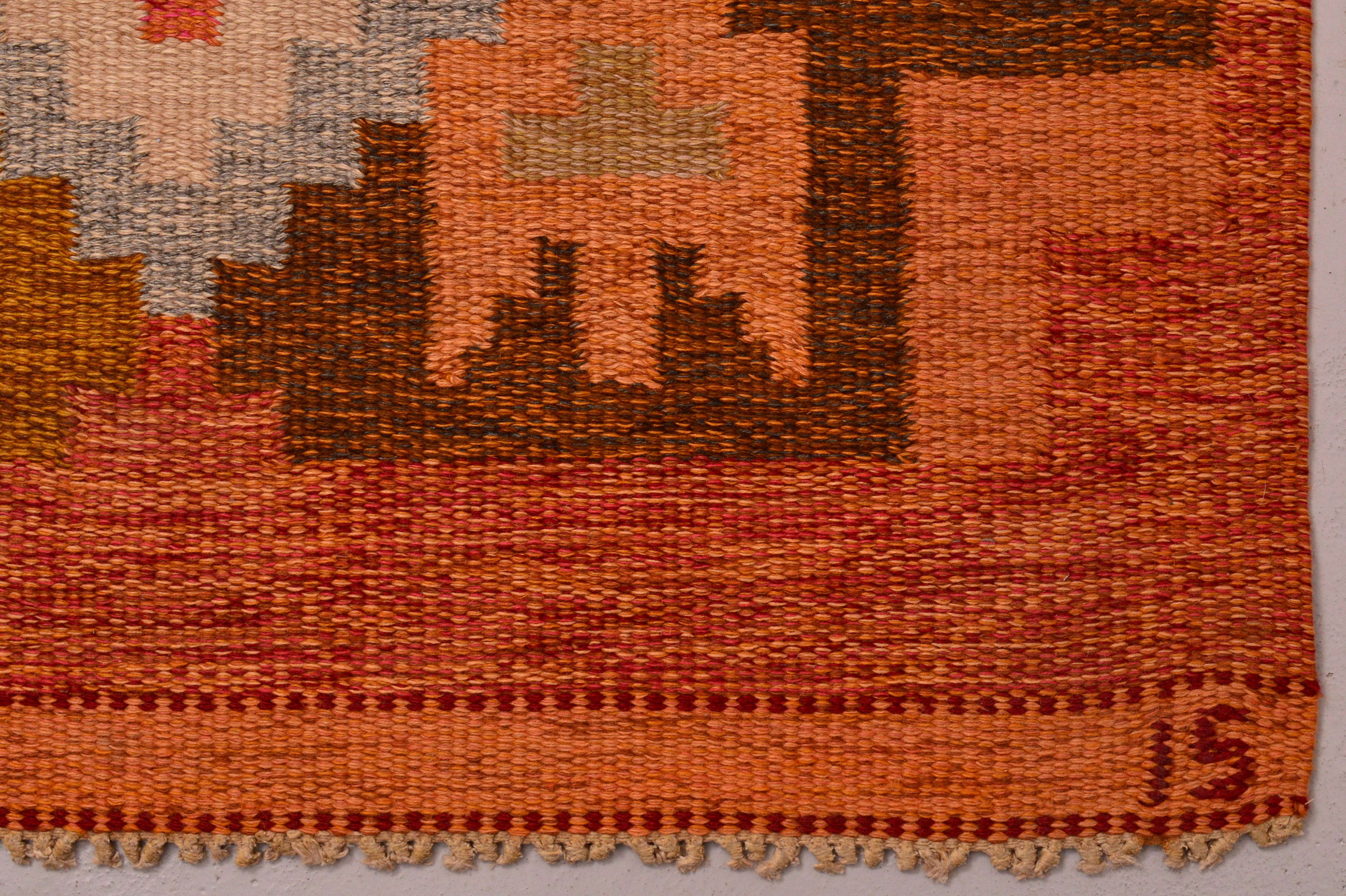 Swedish Flat-Weave Rölakan Kelim Rug by Ingegerd Silow 2