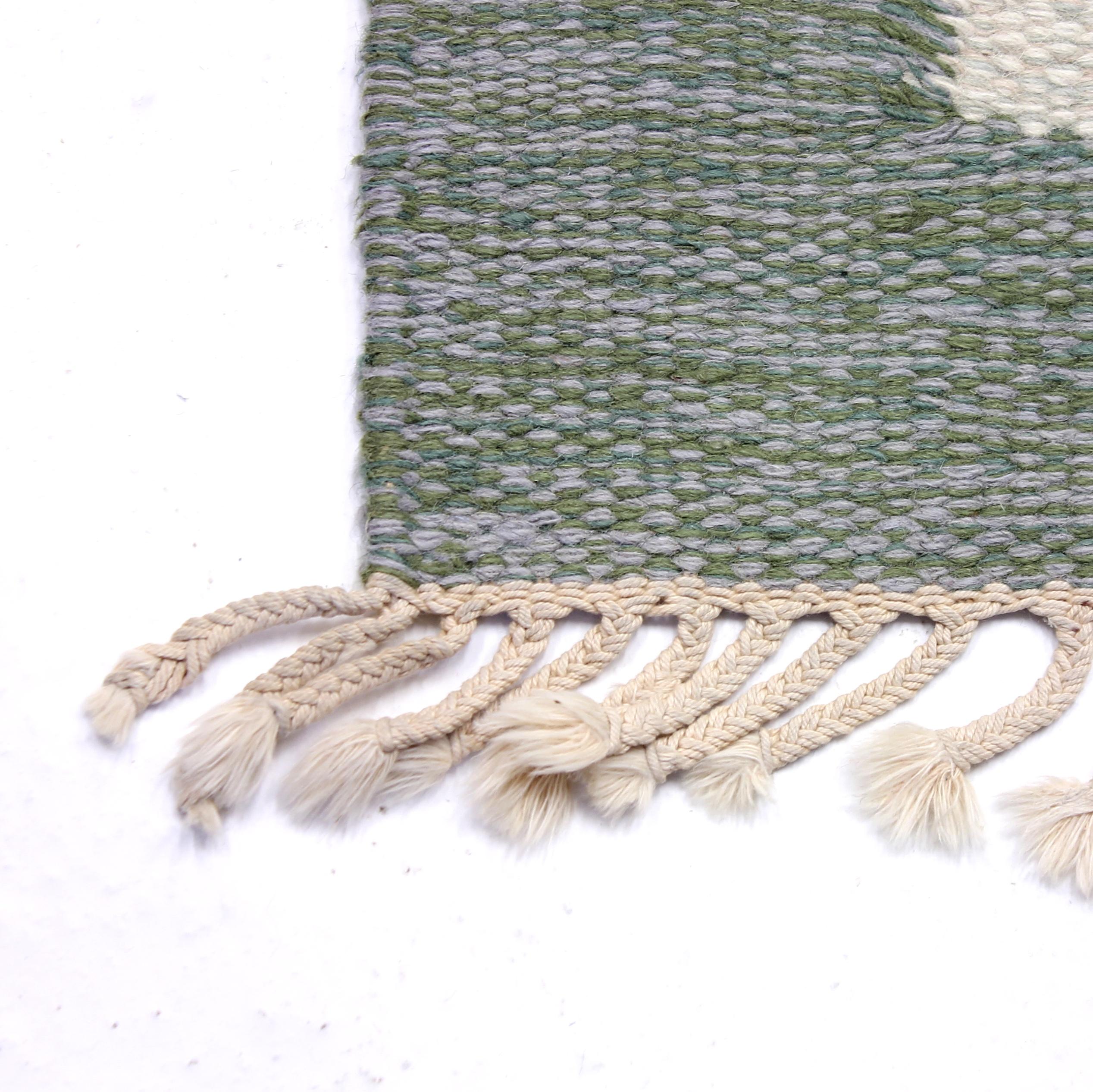 Wool Swedish Flat Weave Röllakan Carpet, 1950s