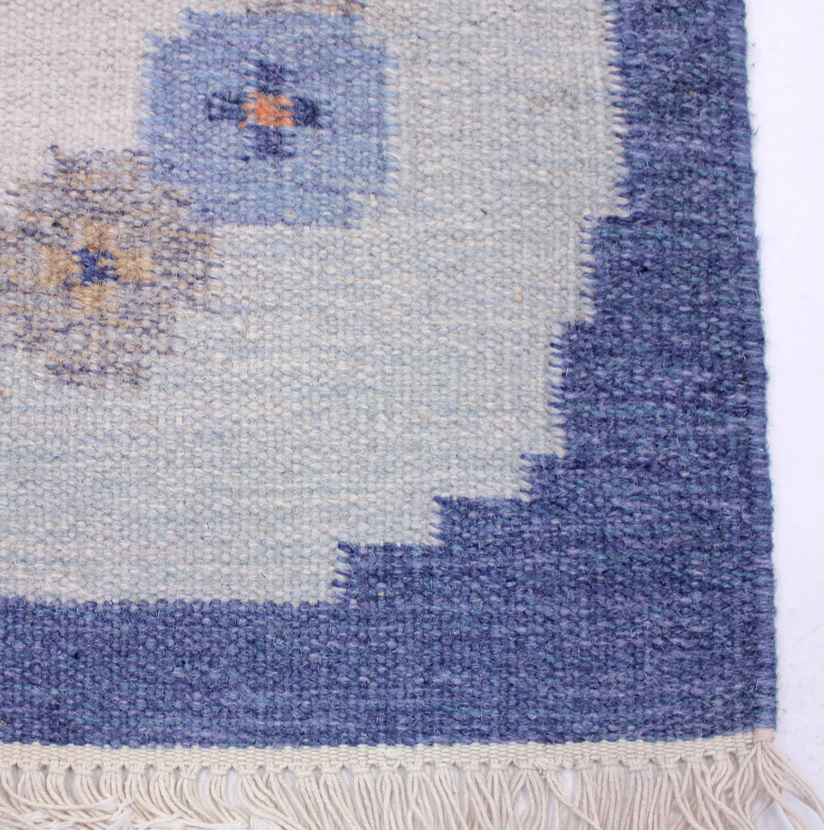 Swedish Flat Weave Röllakan Carpet, 1950s 1