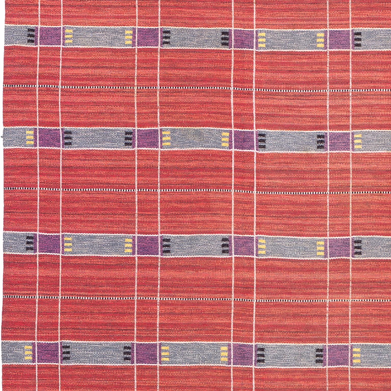 Hand-Woven Swedish Flat-Weave Rug, 1950 For Sale