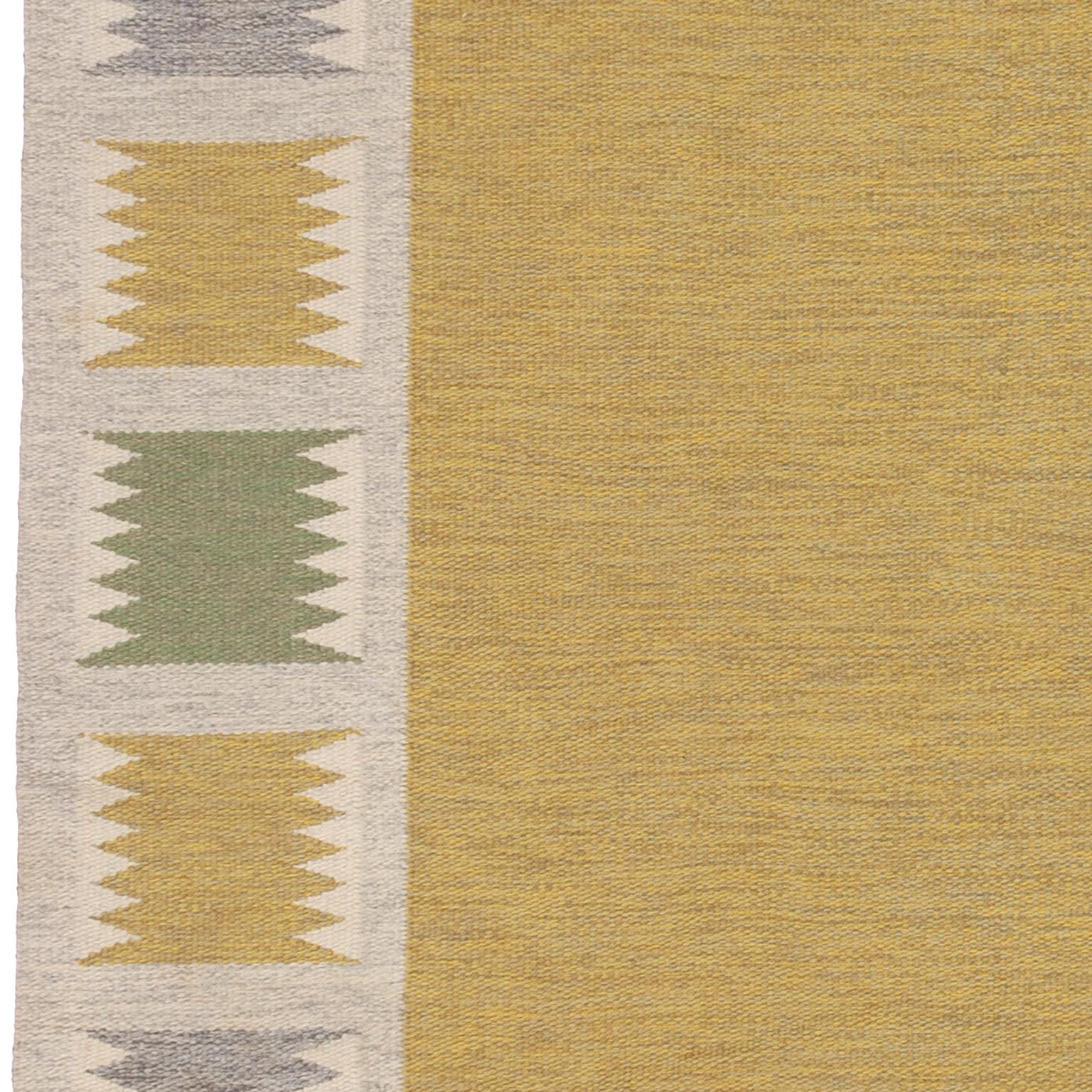 Scandinavian Modern Mid 20th Century Swedish Flat-Weave Rug by Birgitta Sodergren For Sale