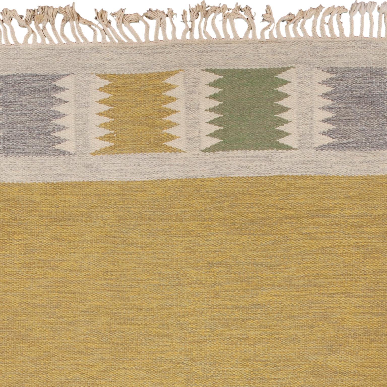 Hand-Woven Mid 20th Century Swedish Flat-Weave Rug by Birgitta Sodergren For Sale