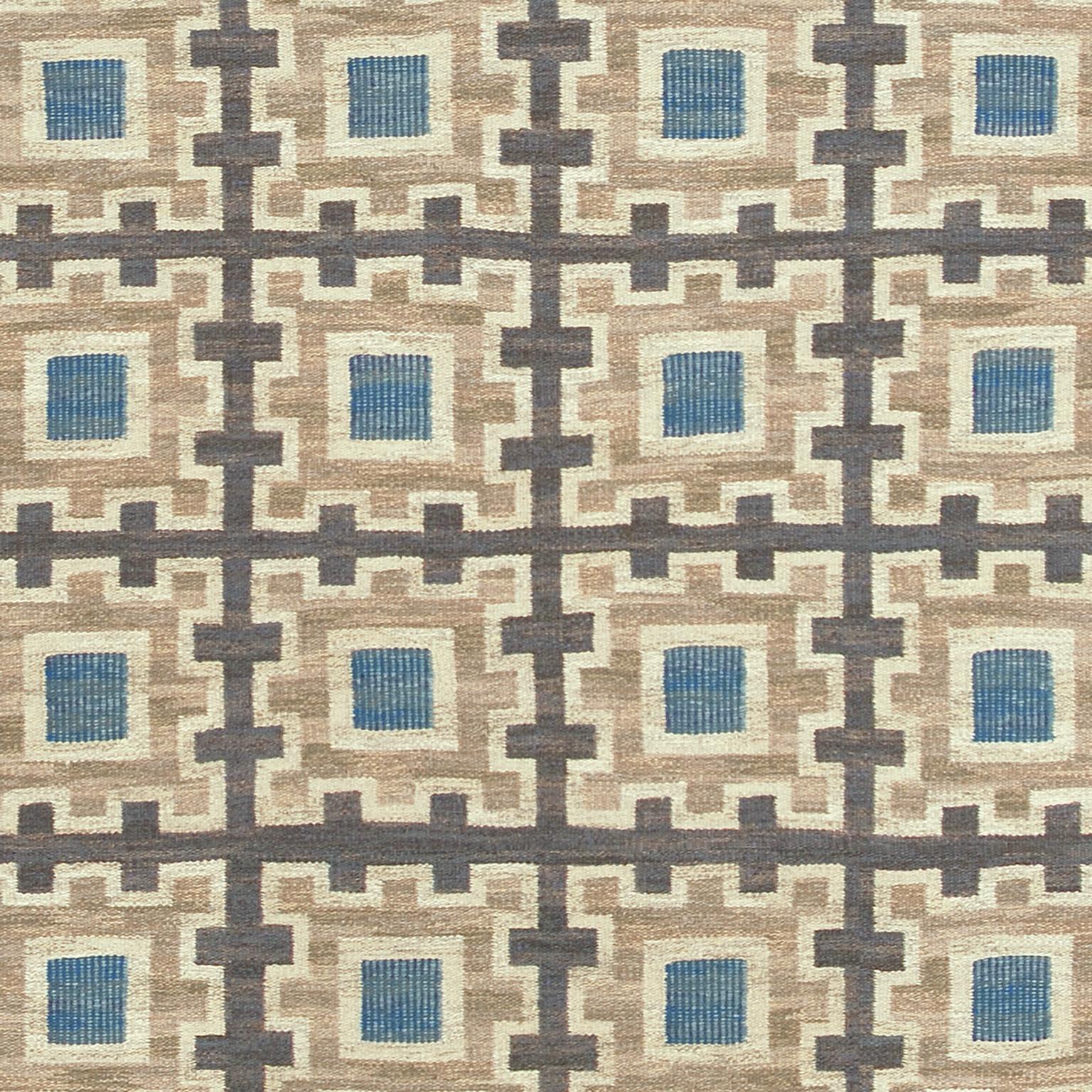 Scandinavian Modern Swedish Flat-Weave Rug by Edna Martin For Sale