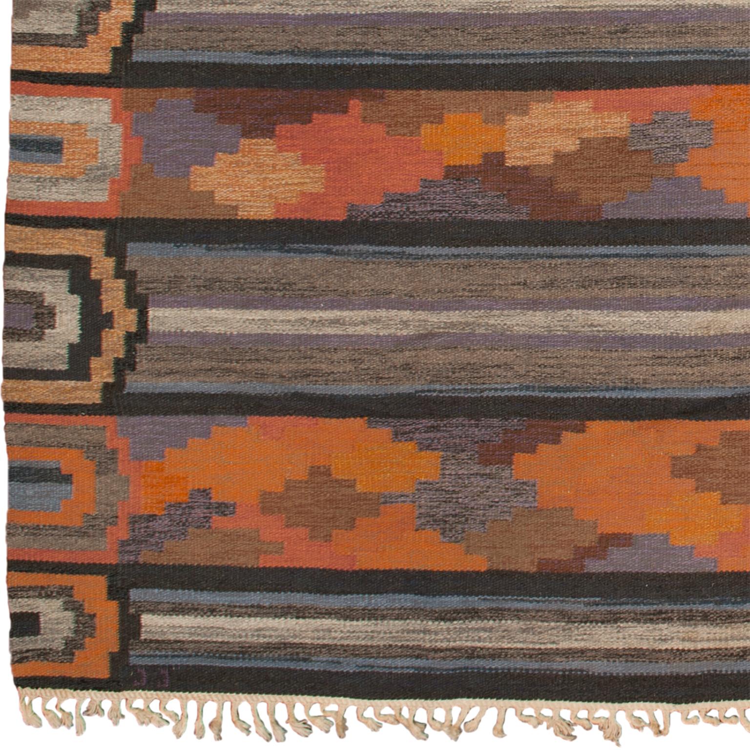 Swedish flat-weave rug by Judith Johansson
Sweden, circa 1950s.
Handwoven
Initialled: JJ (Judith Johansson).