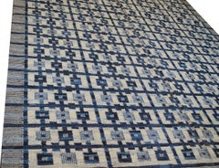 New In-Stock Swedish-Inspired Blue Flat-Weave Wool Rug