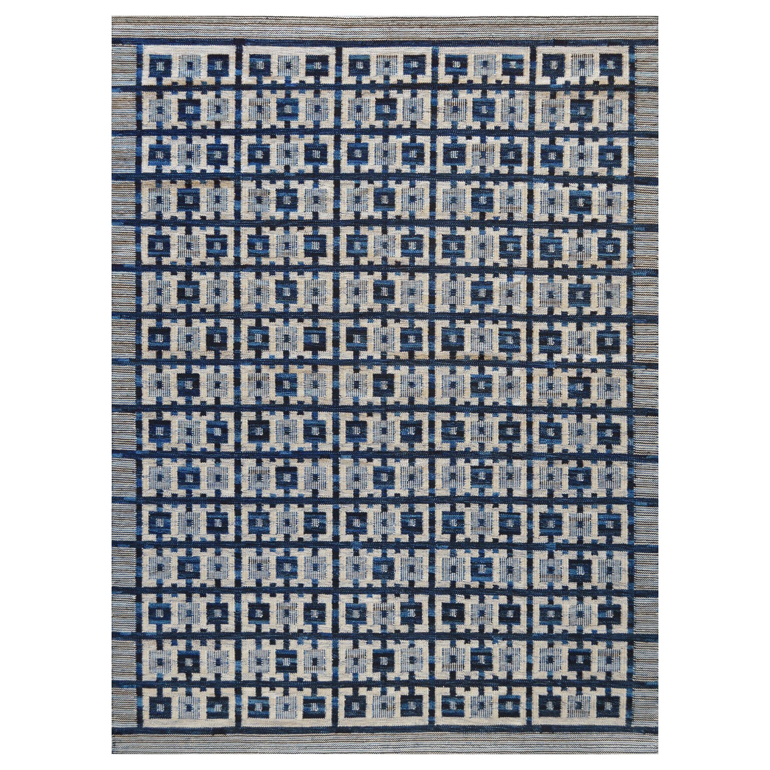 Swedish-Inspired Flat-Weave Rug For Sale