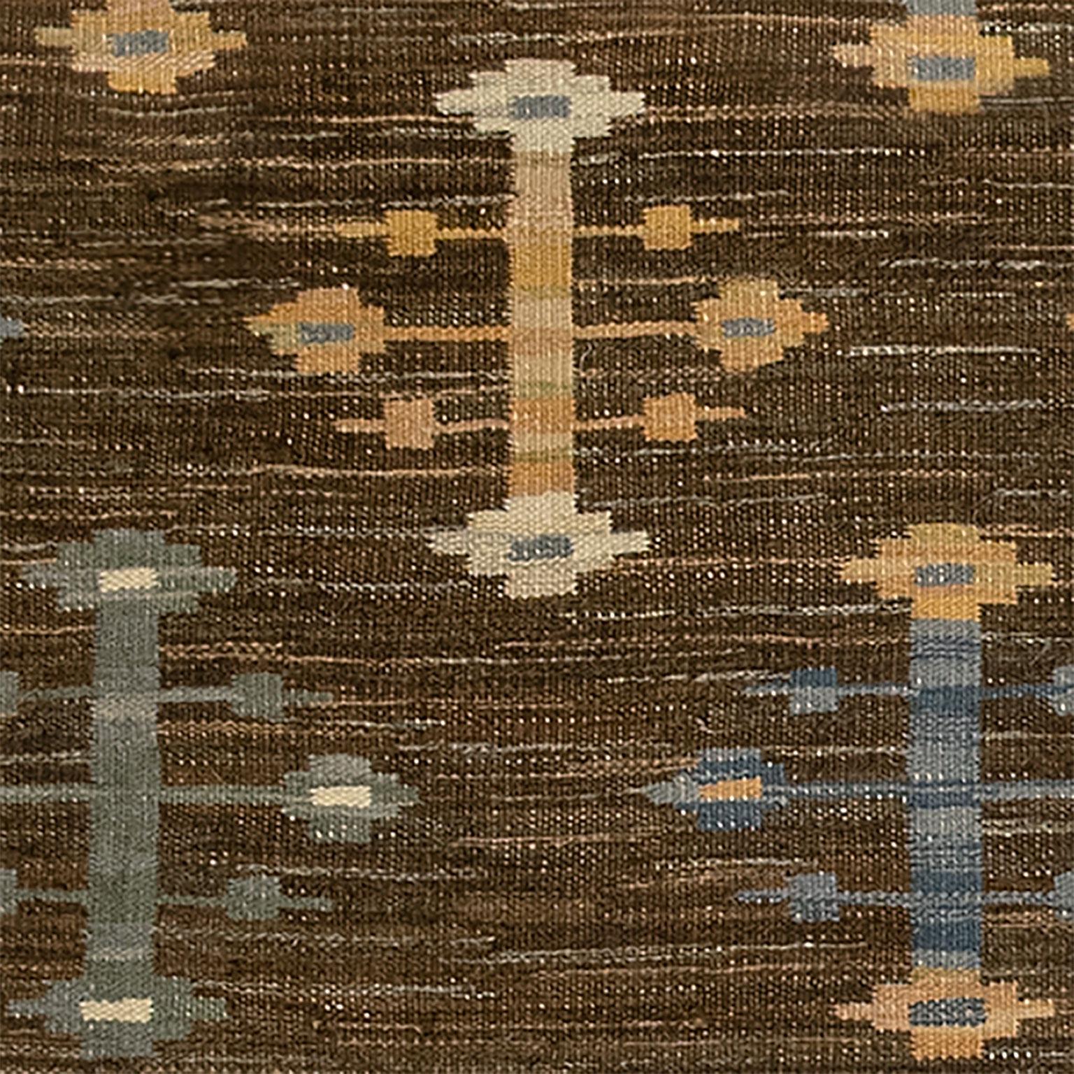 Hand-Woven Swedish Flat Weave Rug, Mid 20th Century For Sale