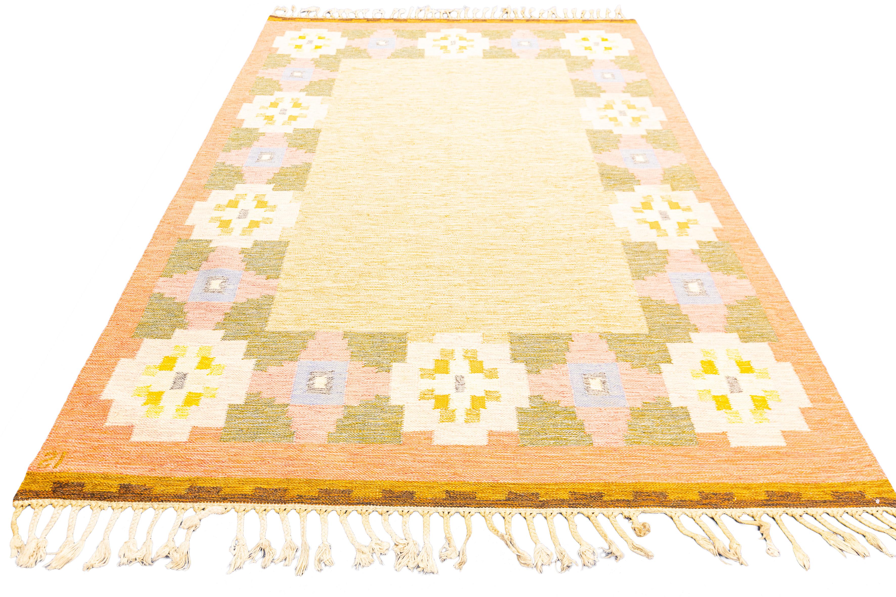 Swedish Scandinavian Rug Flat-weave By Ingegerd Silow For Sale