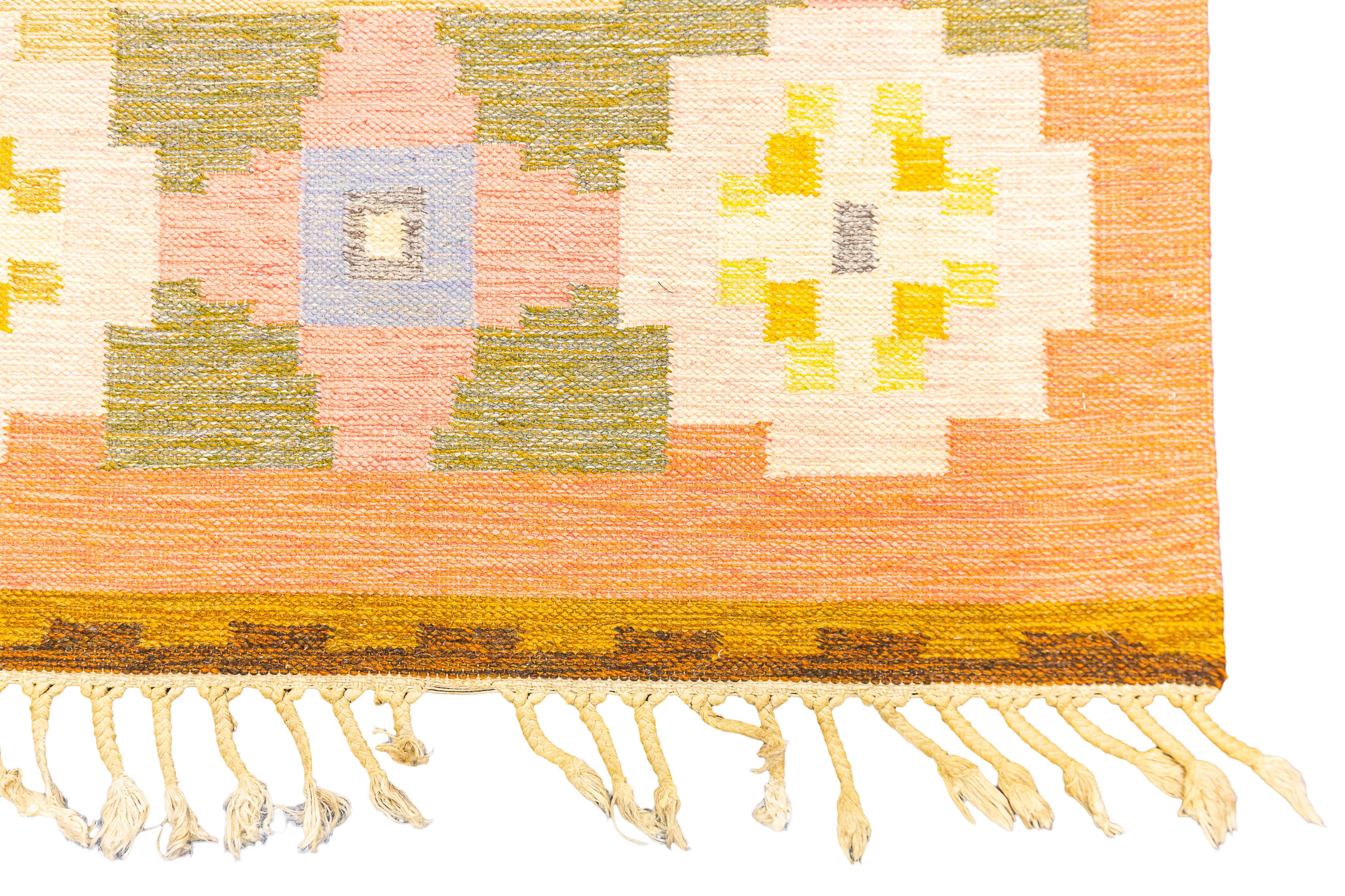 Hand-Crafted Scandinavian Rug Flat-weave By Ingegerd Silow For Sale