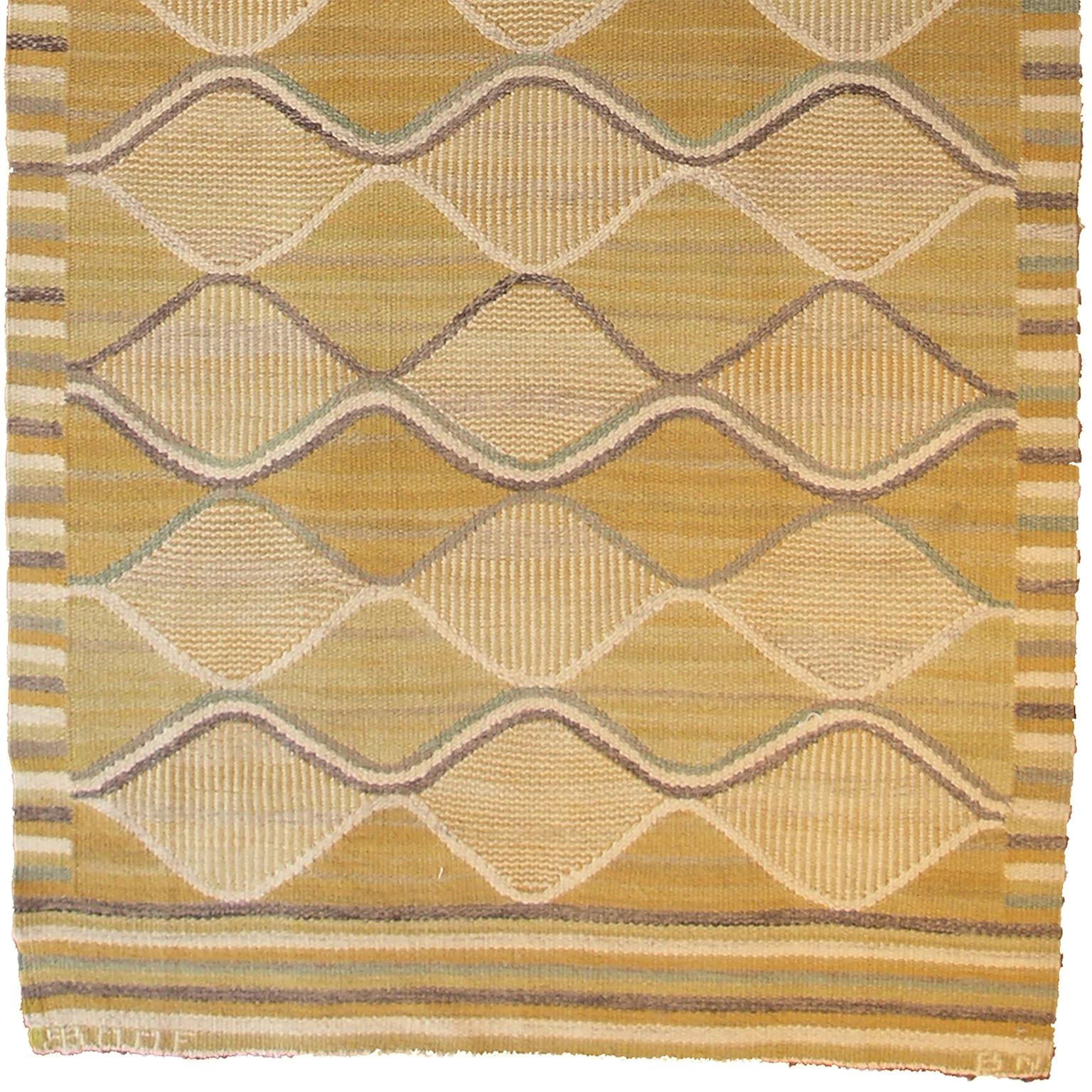 Hand-Woven Swedish Flat-Weave Runner by AB Märta Måås-Fjetterström and Barbro Nilsson For Sale