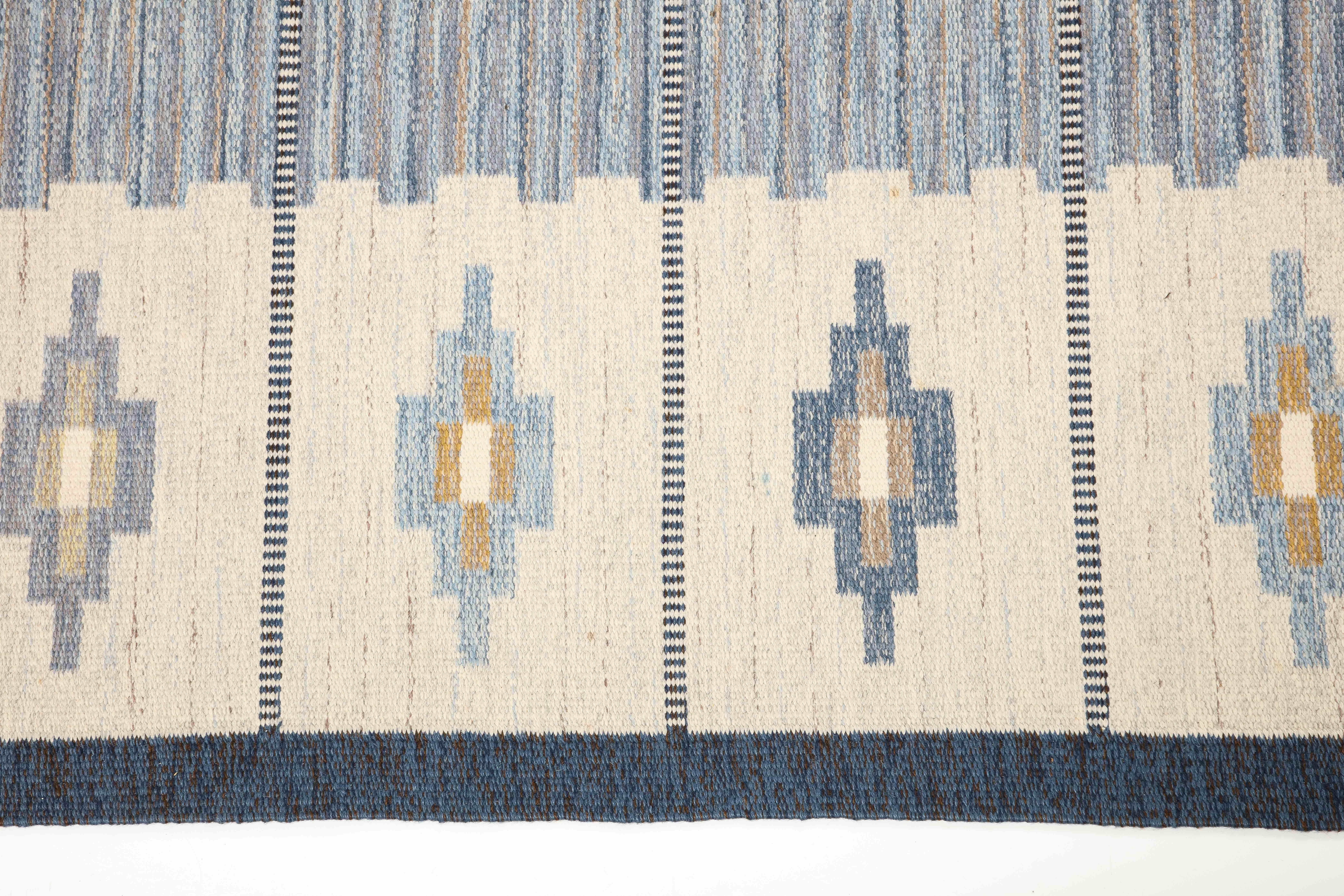 Woven Swedish Flat-Weave Wool Carpet, circa 1950-1960 For Sale