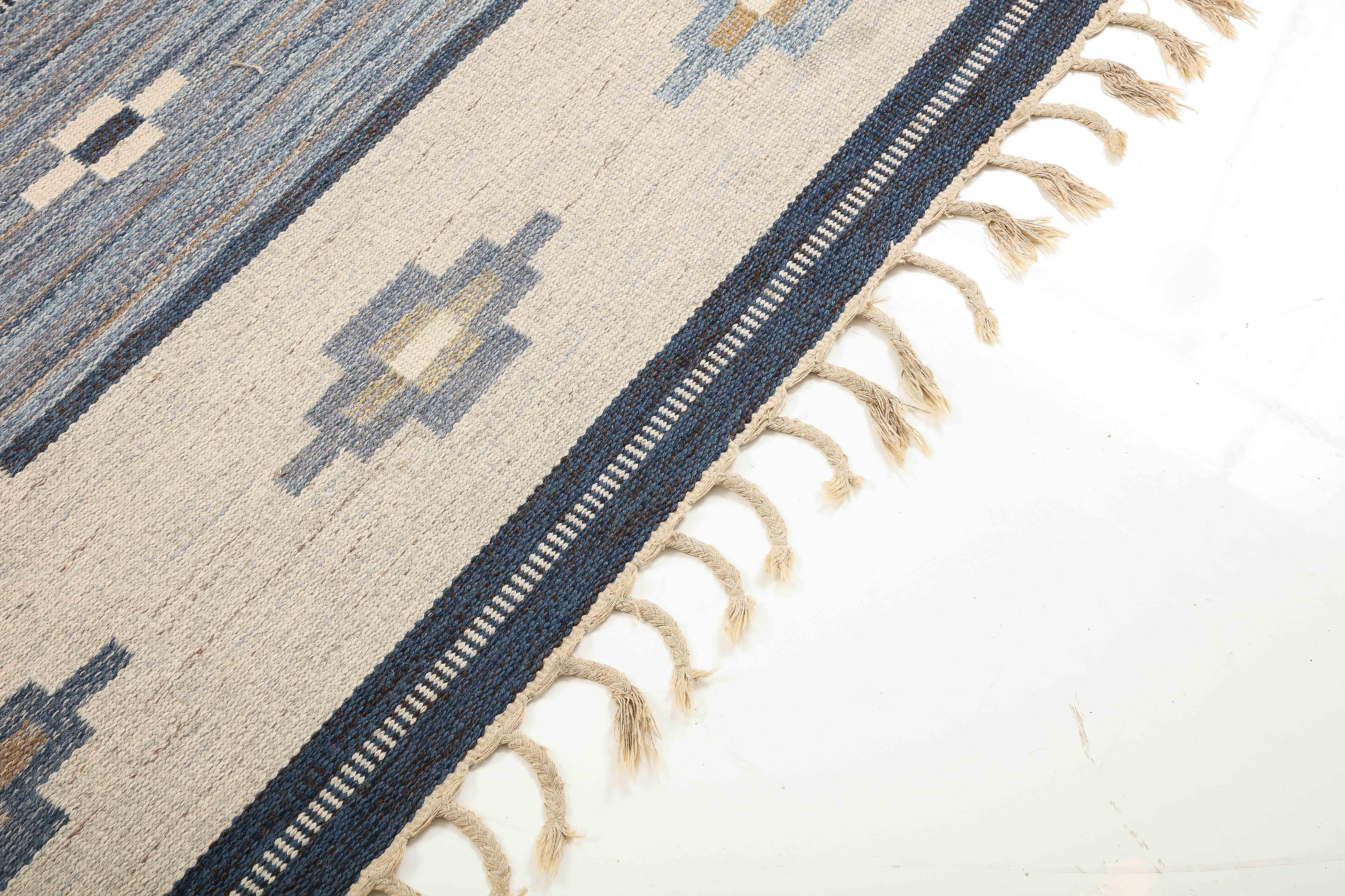Mid-20th Century Swedish Flat-Weave Wool Carpet, circa 1950-1960 For Sale